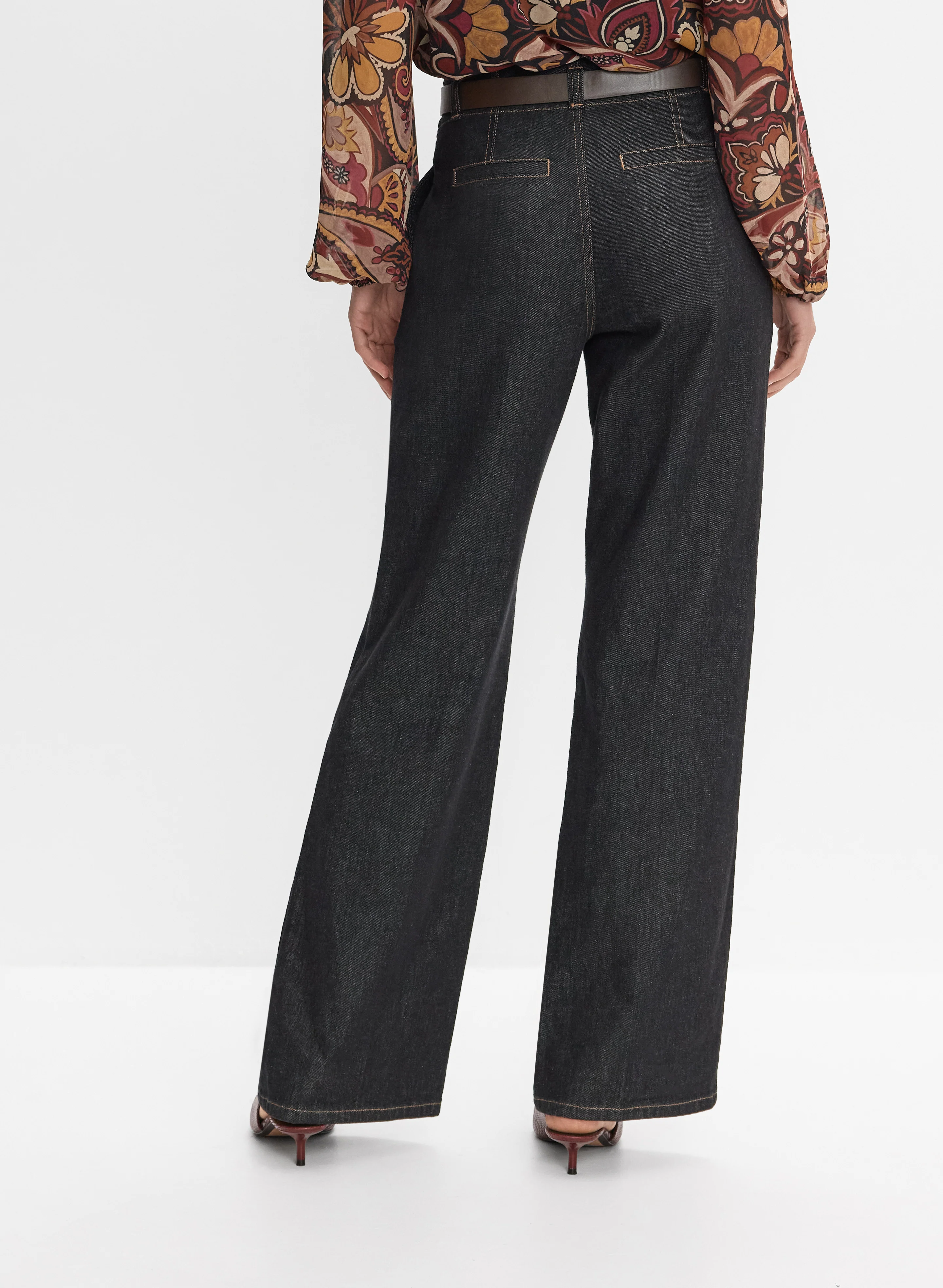 Belted Wide-Leg Jeans