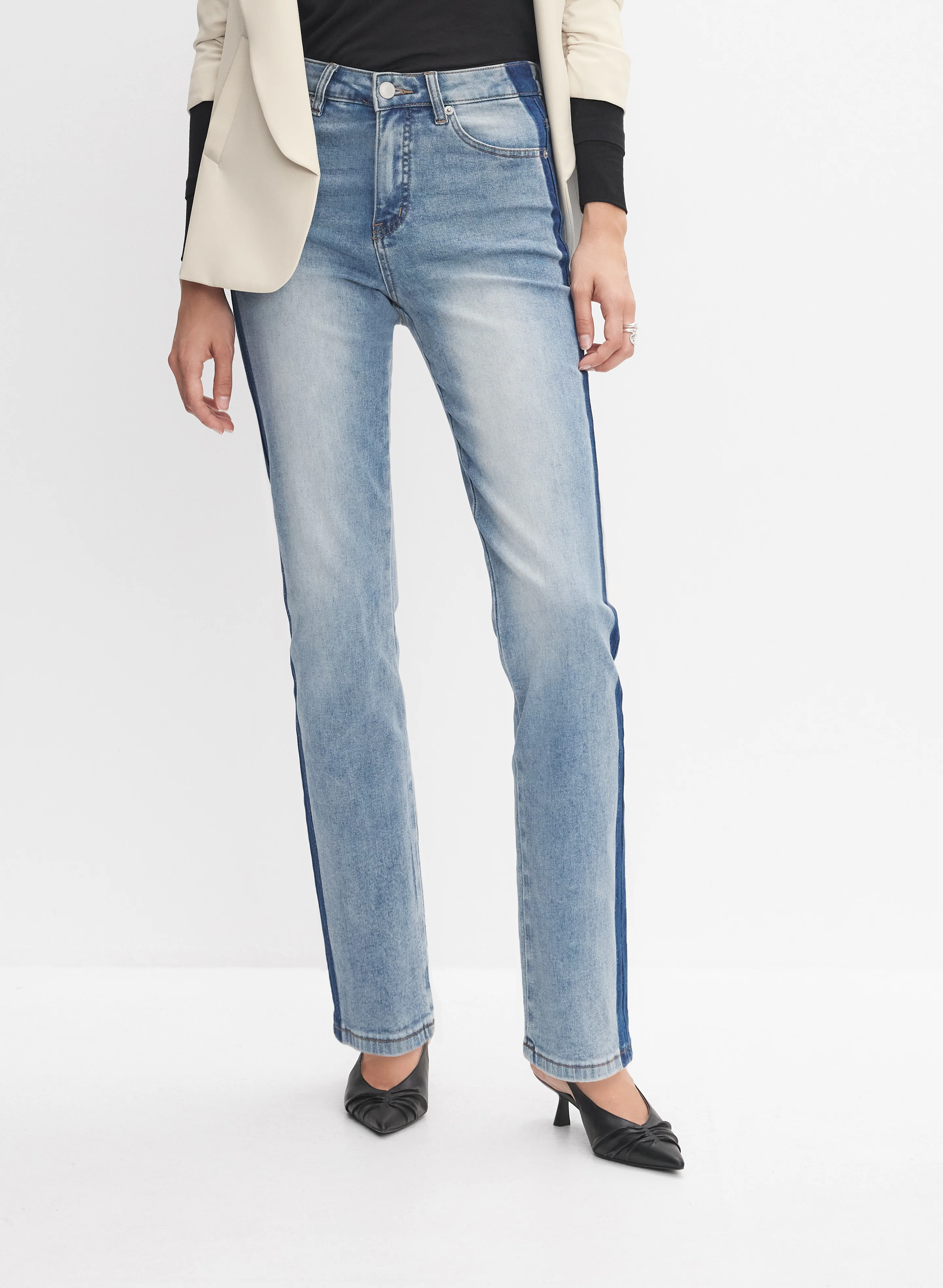 Washed Seam Straight Leg Jeans