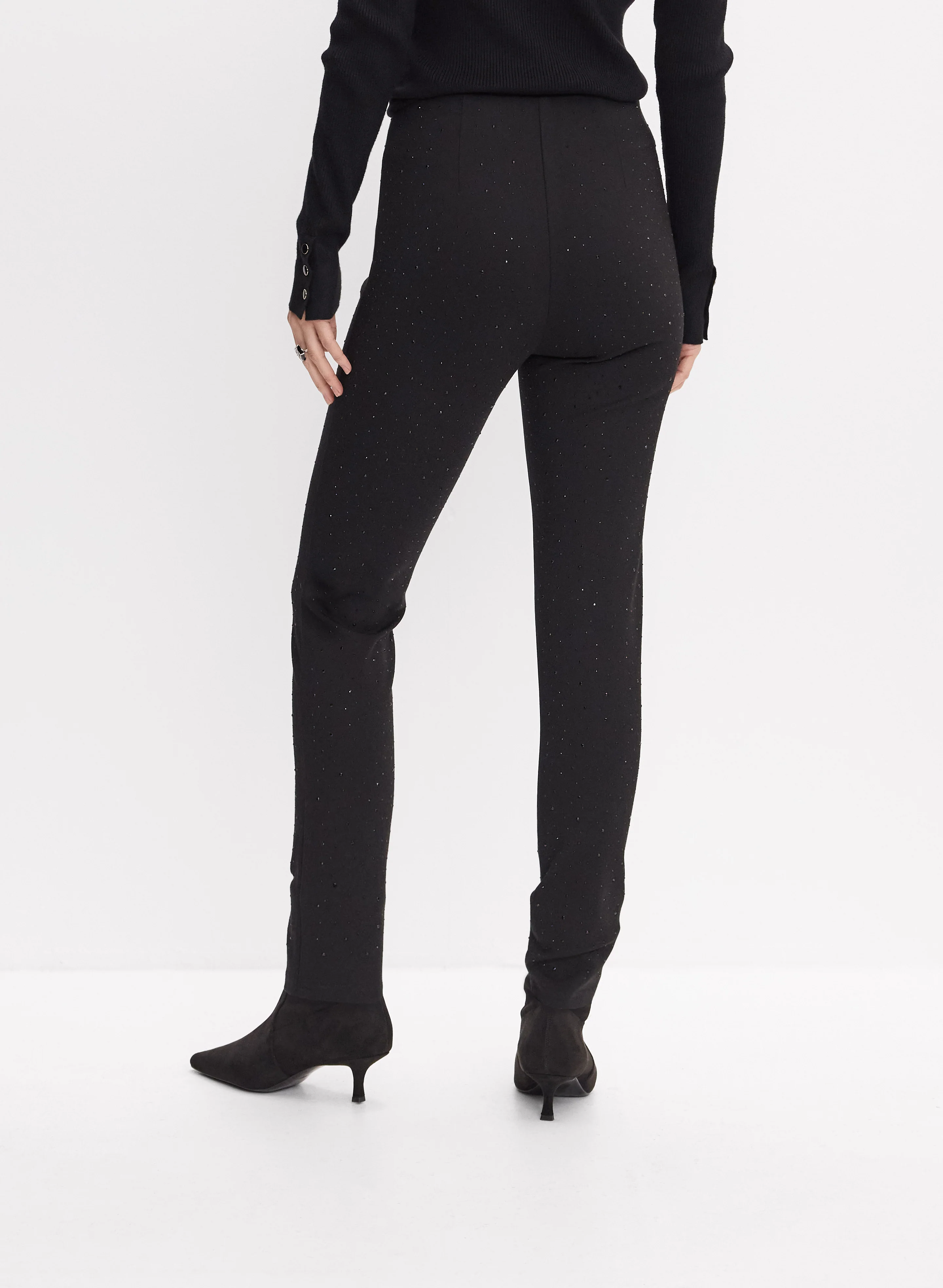 Tonal Studded Slim-Leg Pants