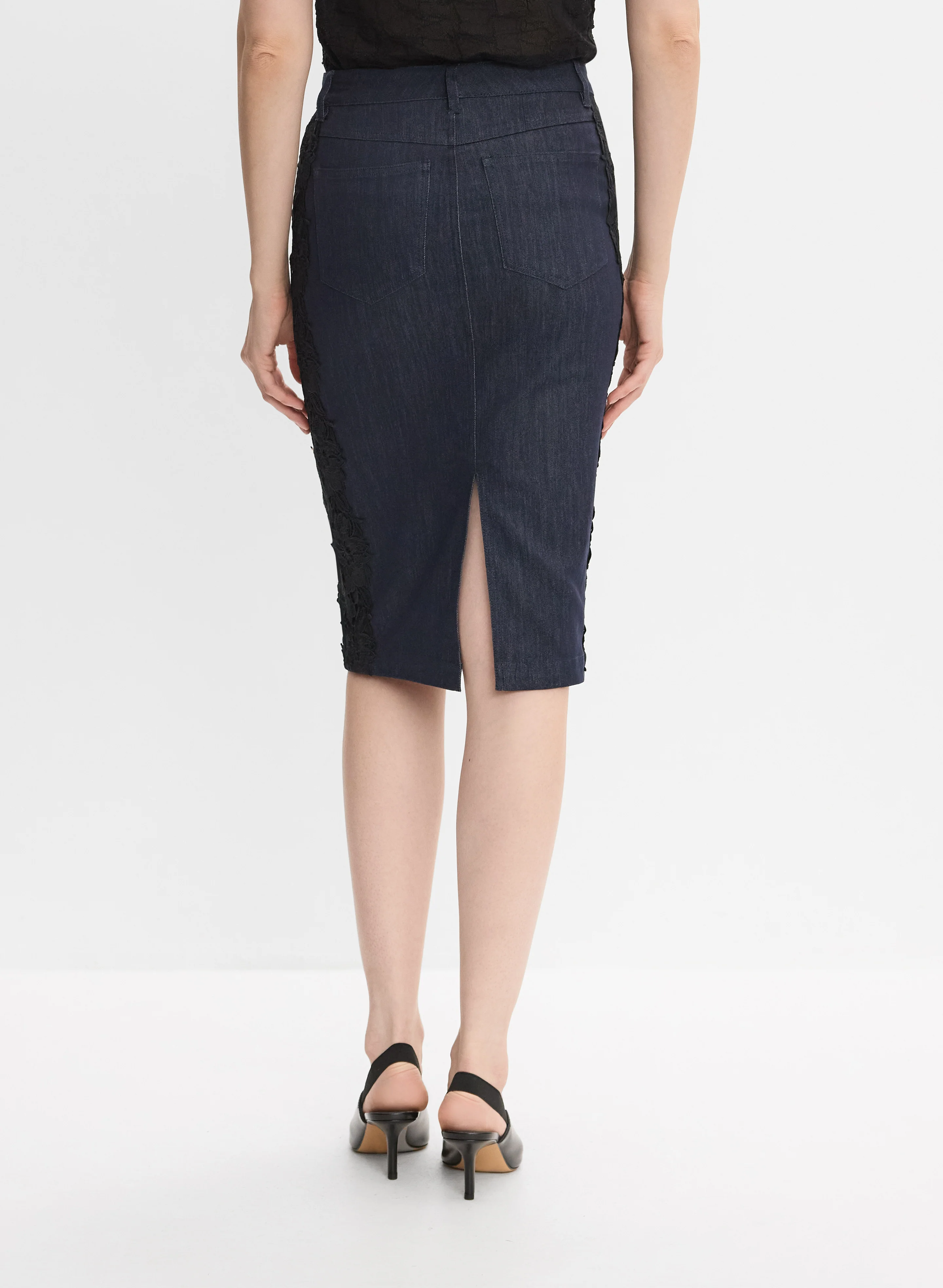 Lace Detail Denim Skirt