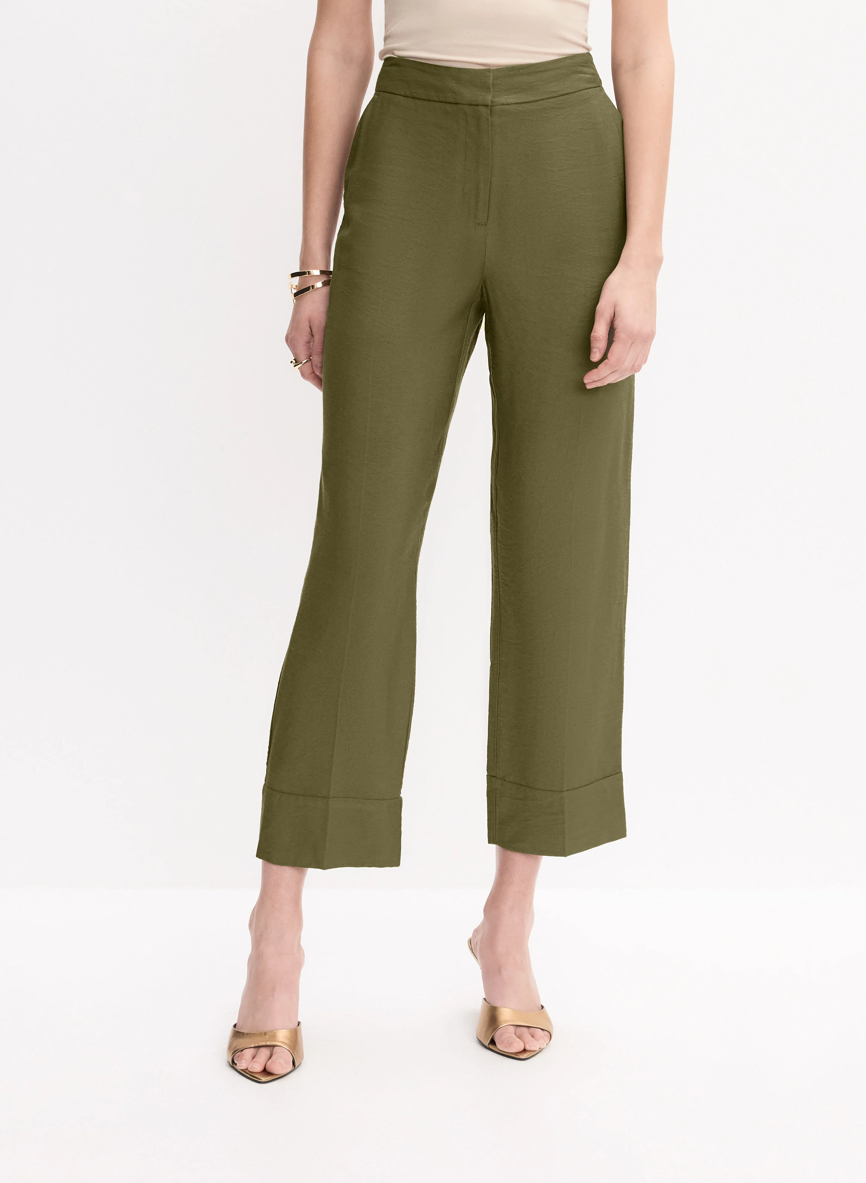 Cuffed Straight-Leg Pants