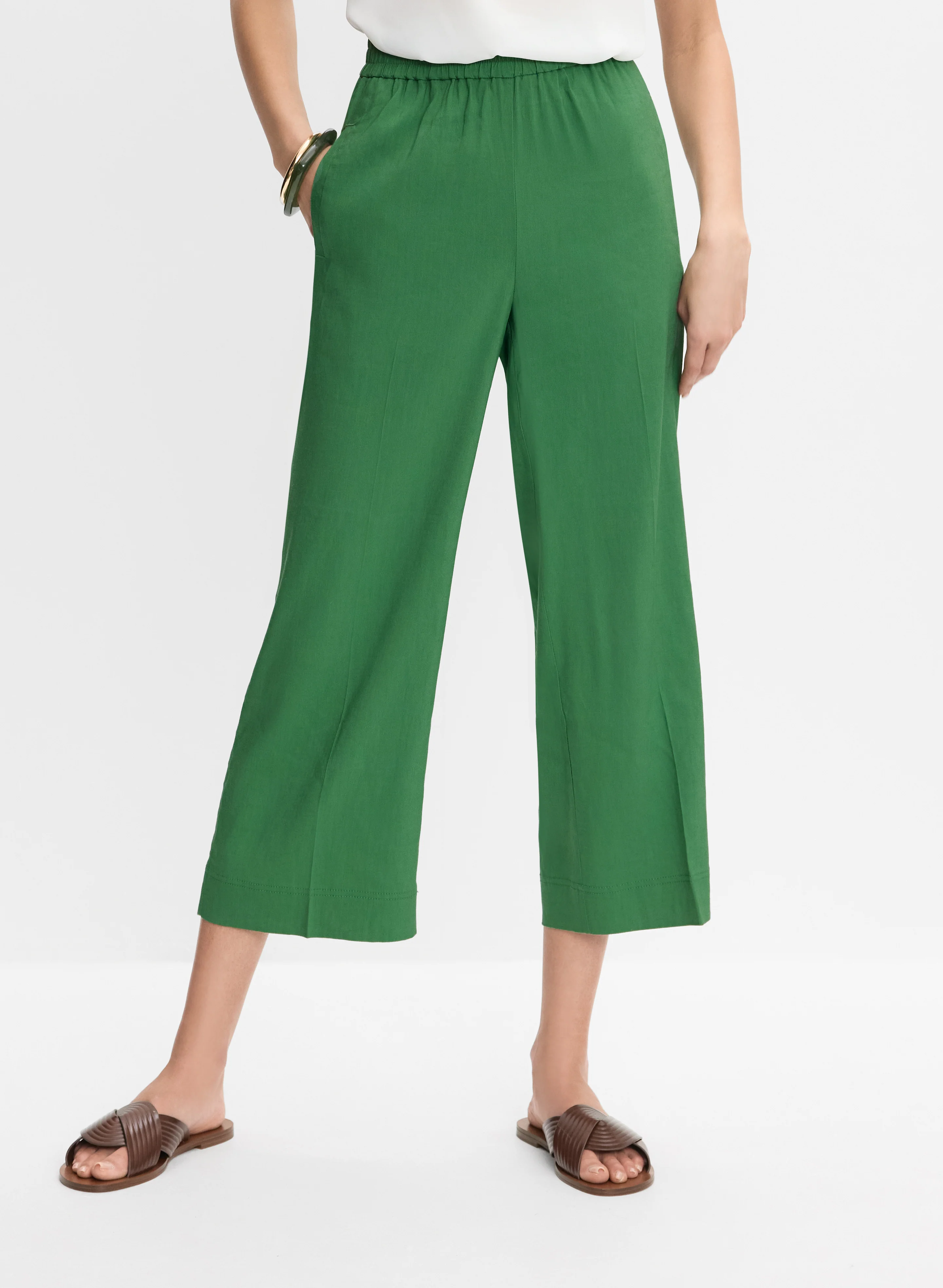 Cropped Linen-Blend Pants