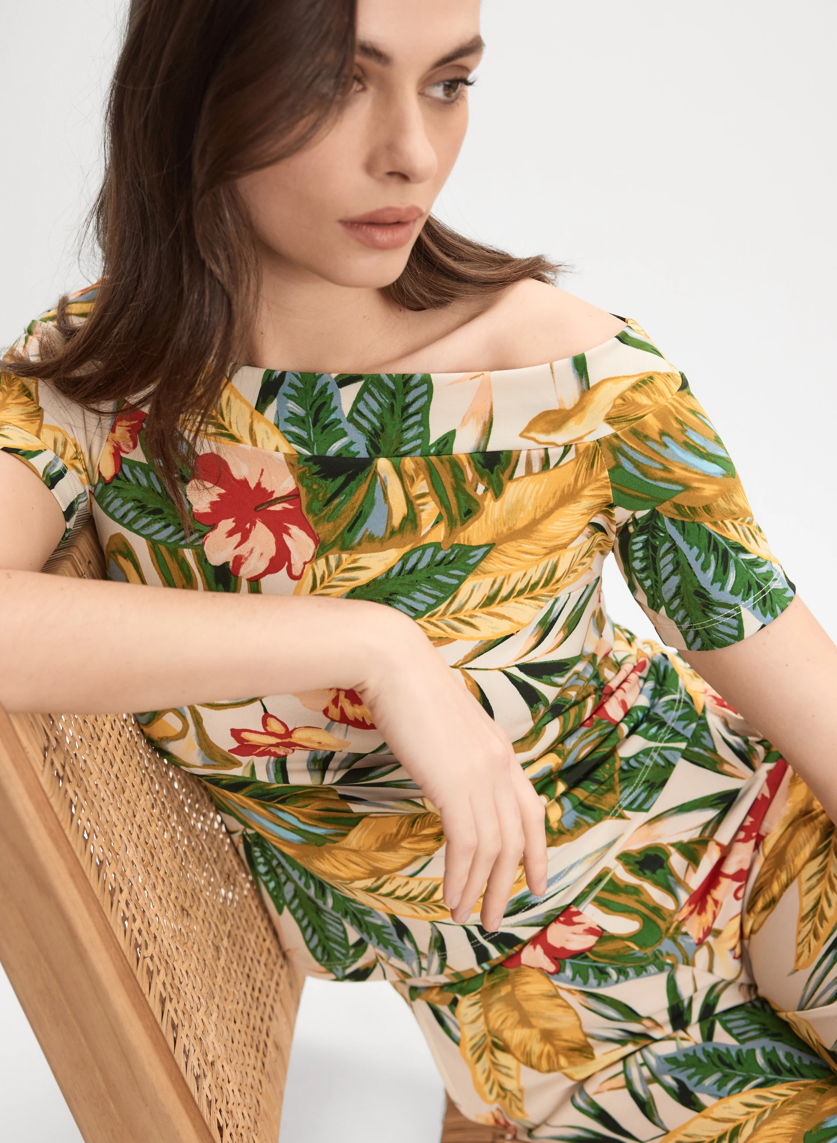 Tropical Off-Shoulder Top
