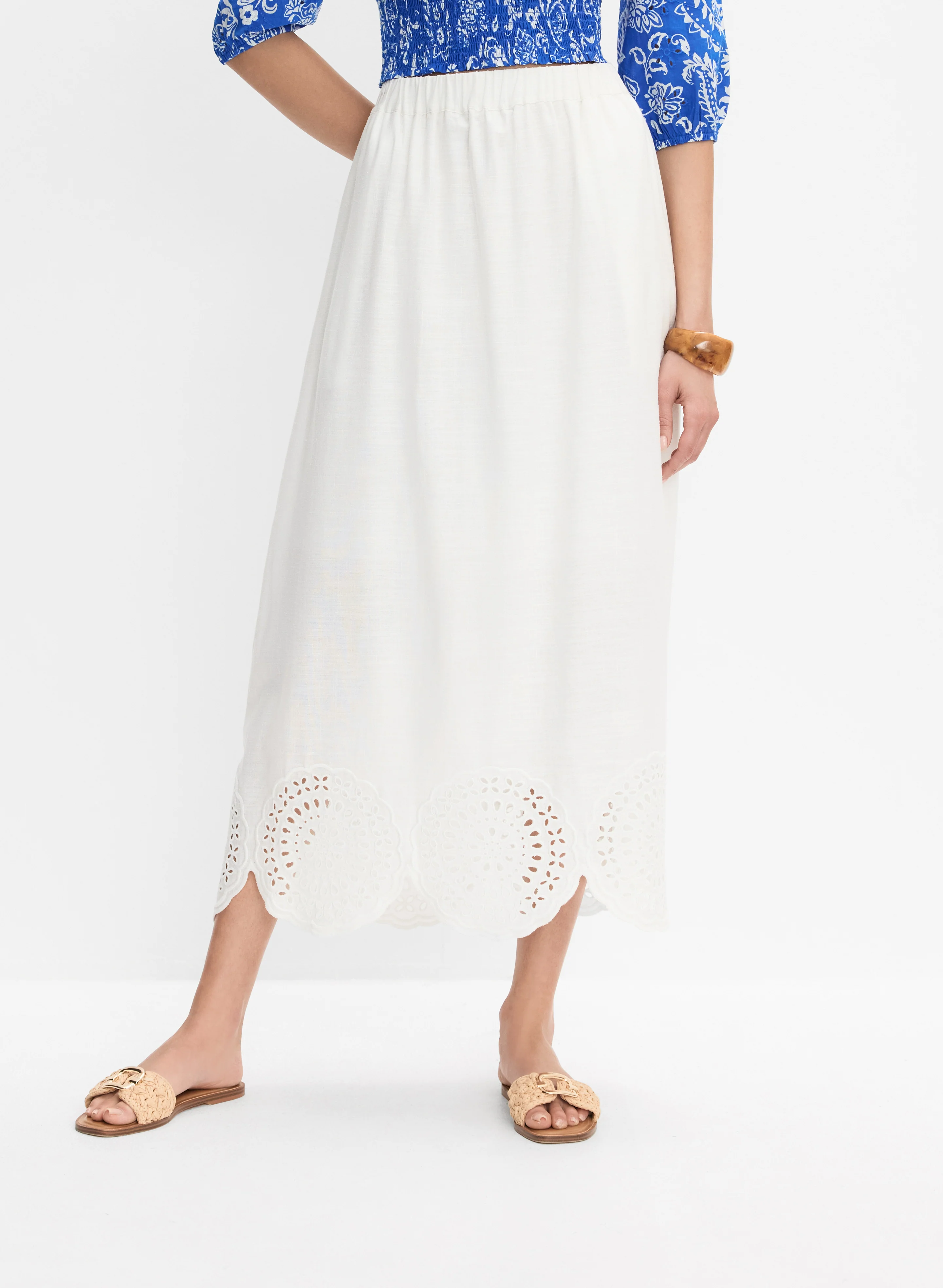Scalloped Hem Maxi Skirt