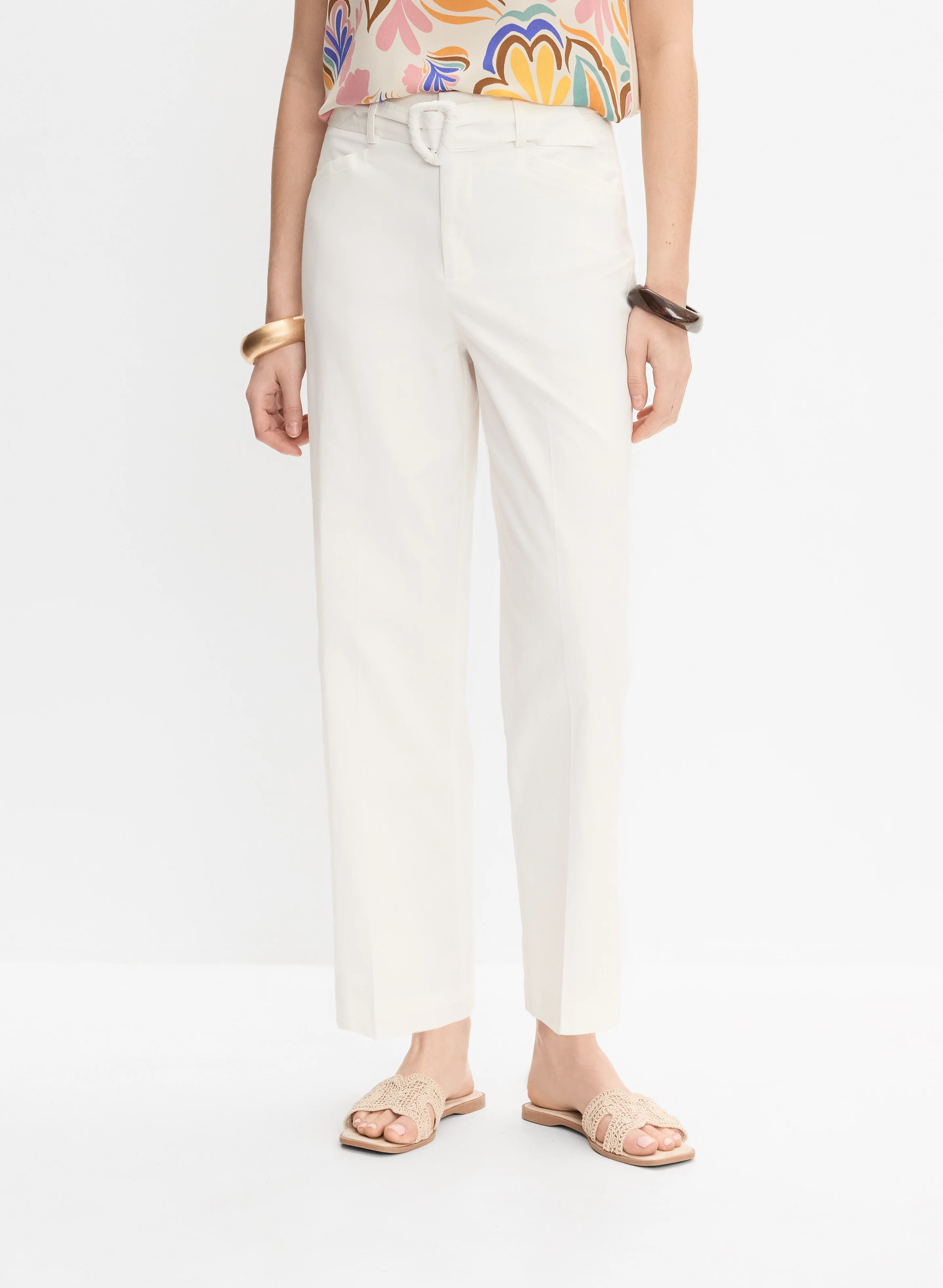 Cotton Straight-Leg Pants