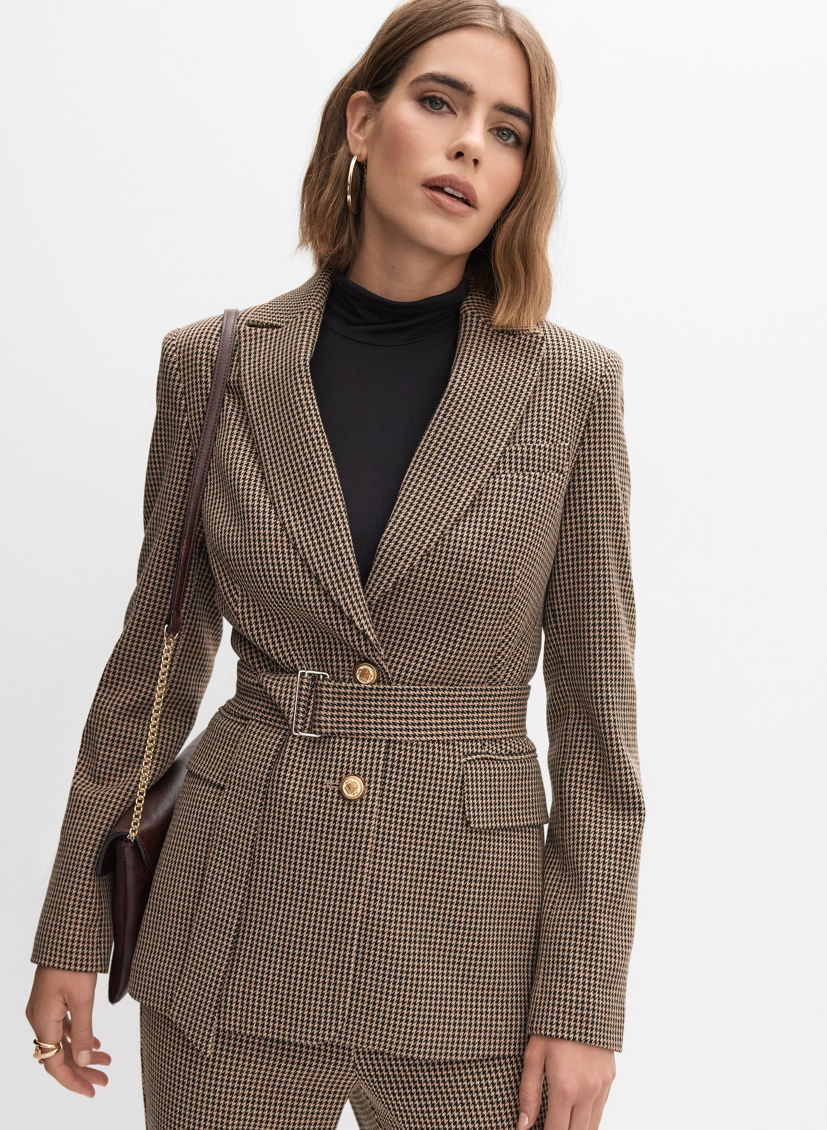 Houndstooth Belted Jacket