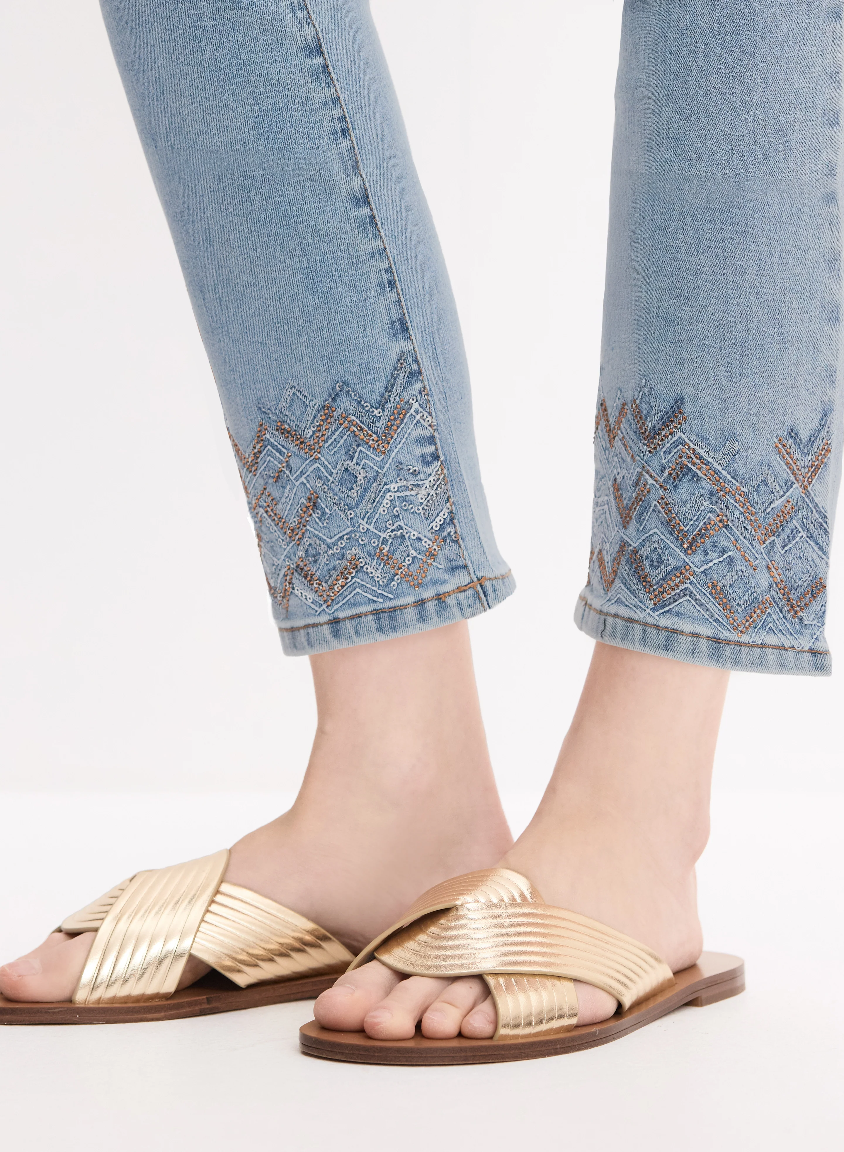 Embroidered Cuff Jeans