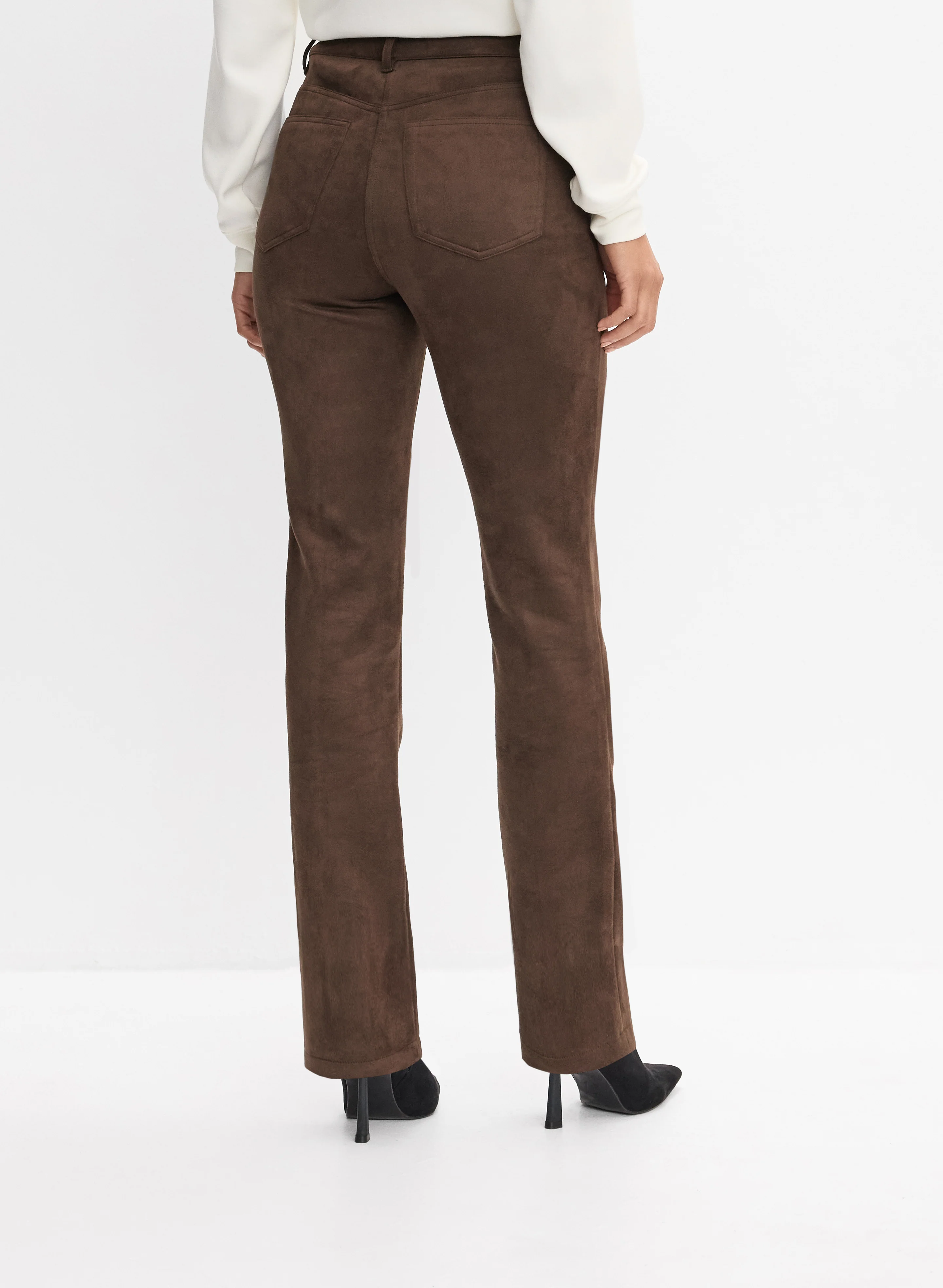 Faux-Suede Straight-Leg Pants