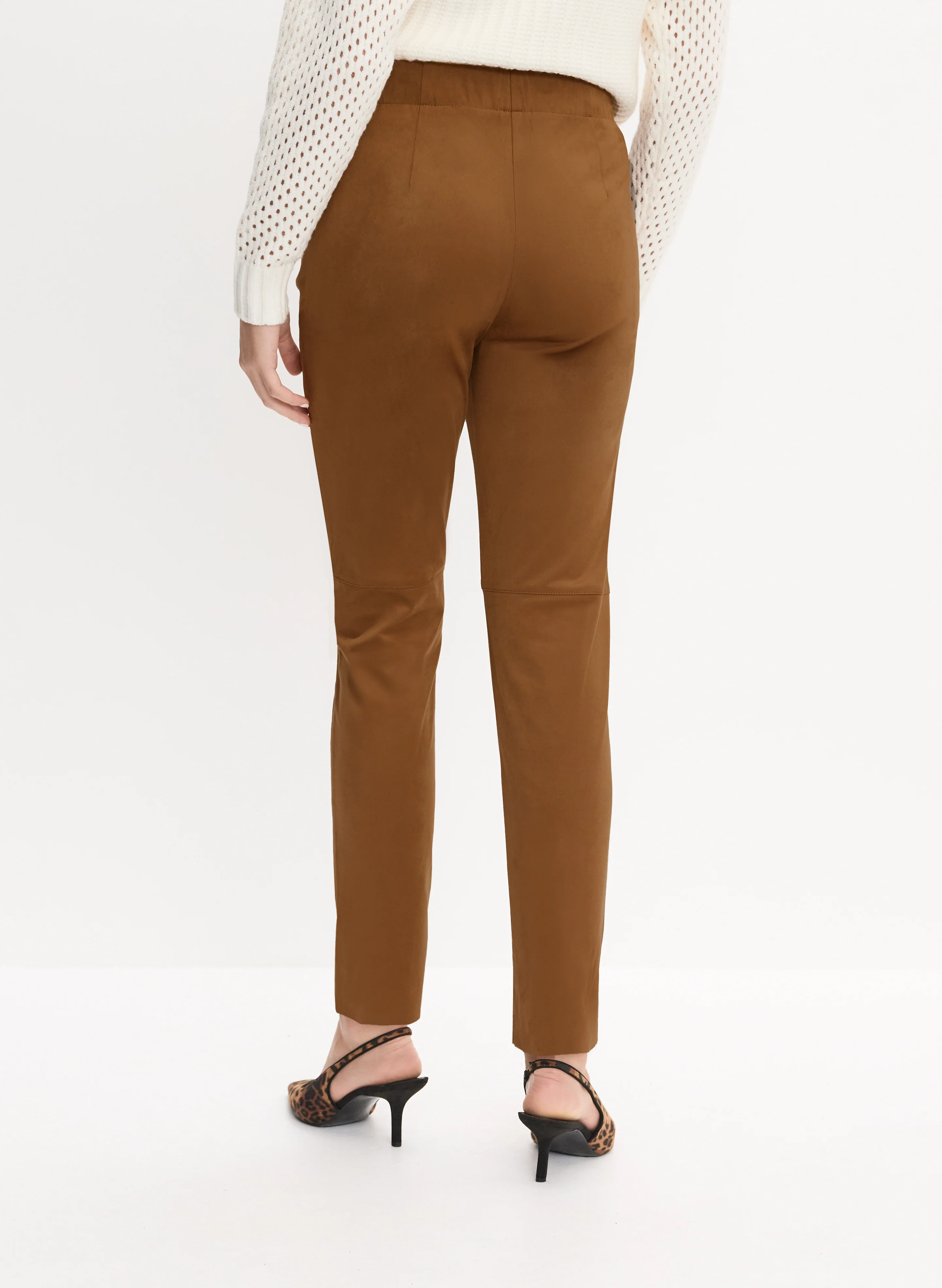 Vegan Suede Slim-Leg Pants