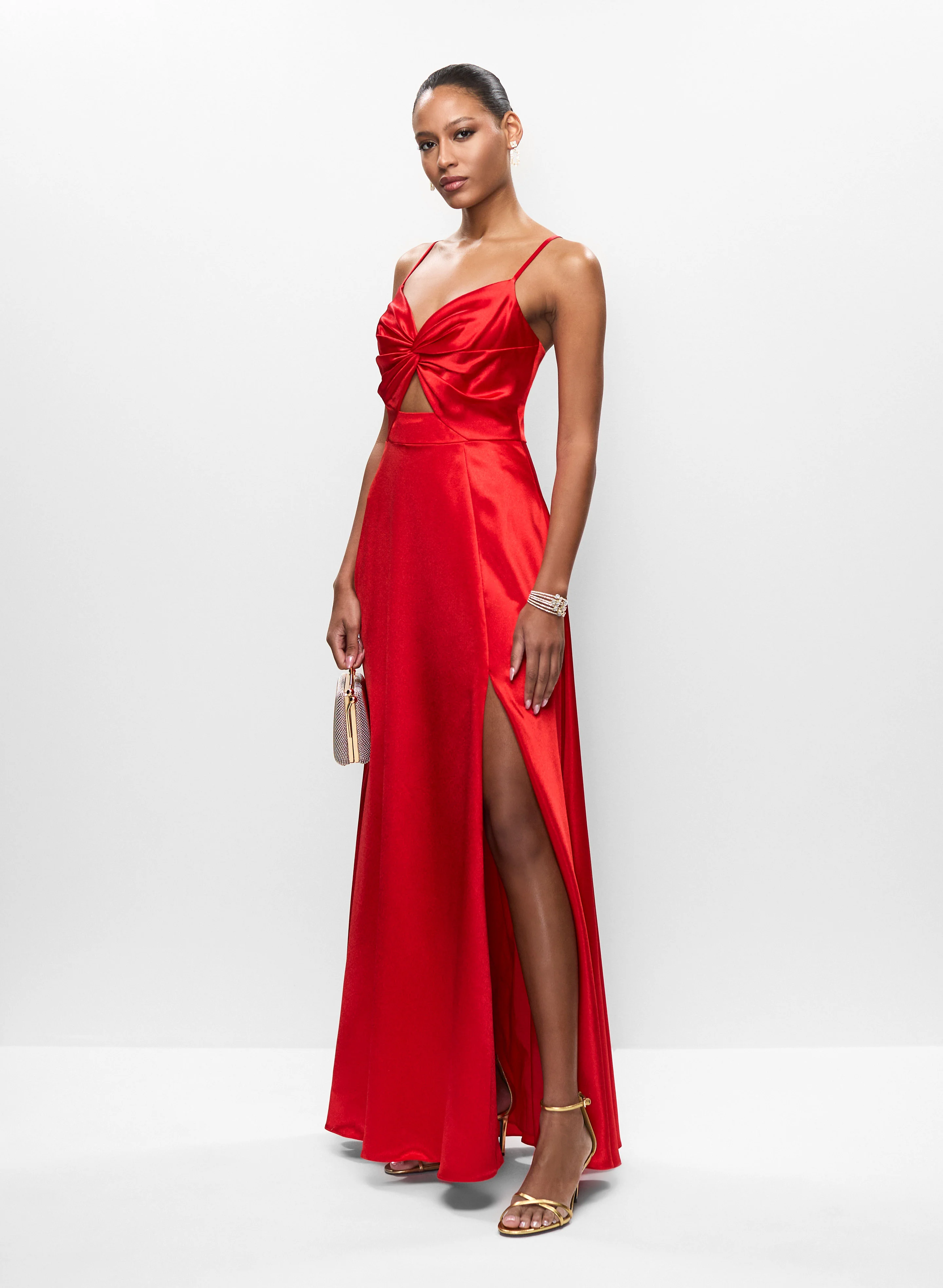 Aidan Mattox - Cutout Front Satin Gown