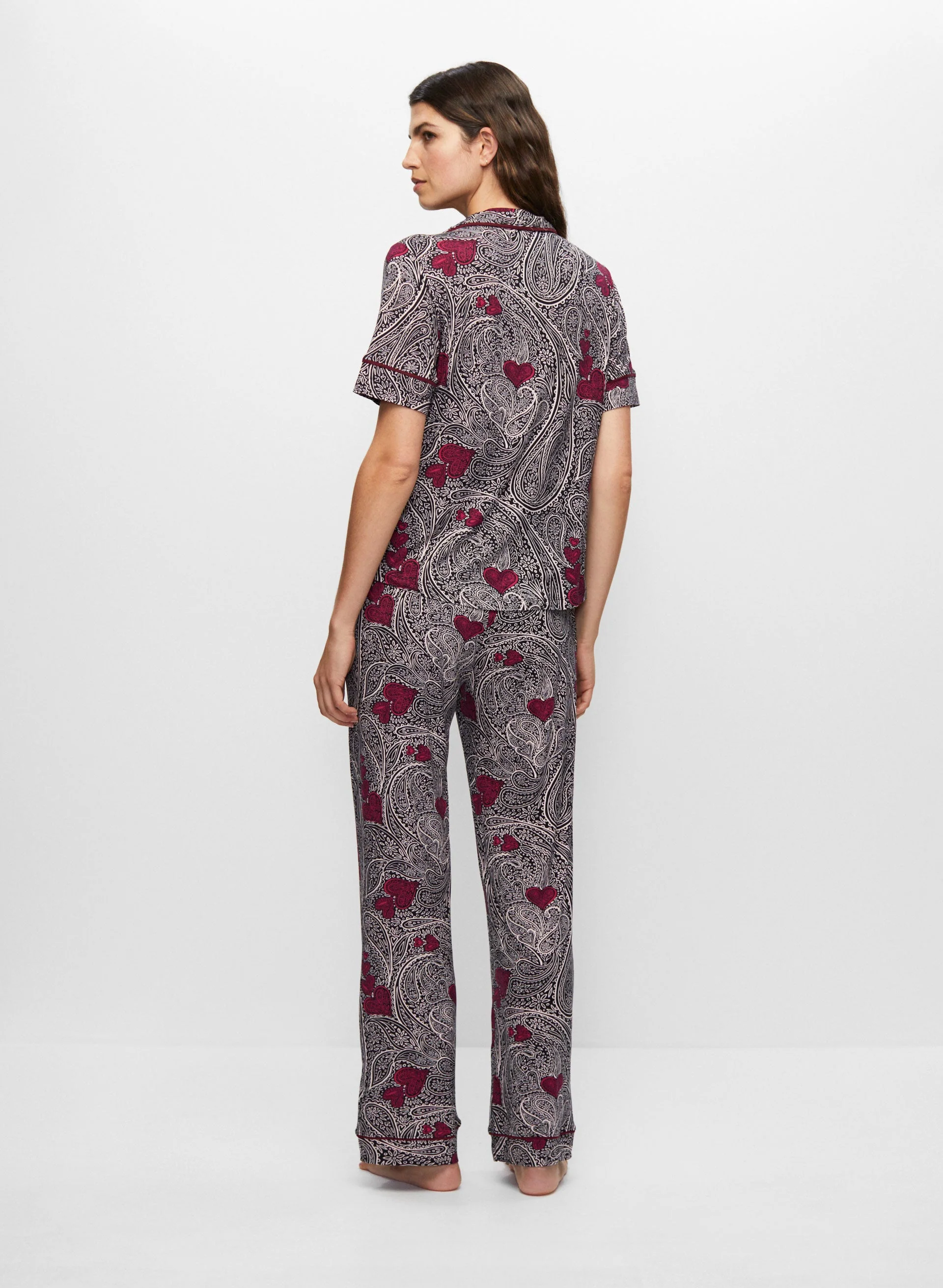 Paisley Heart Print Pyjama Set