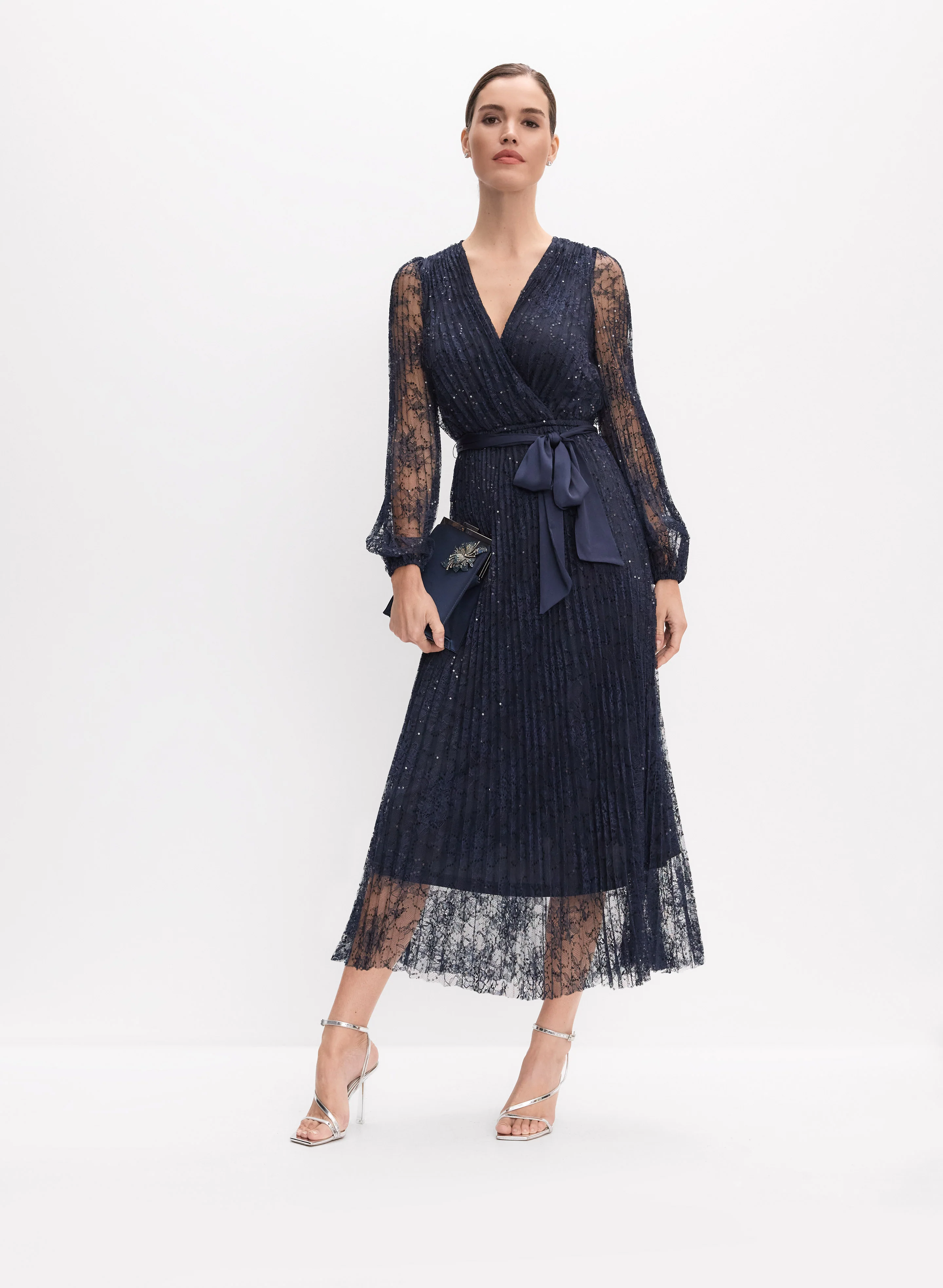 1342-joseph-ribkoff-pleated-lace-dress-1.webp Joseph Ribkoff - Pleated Lace Dress