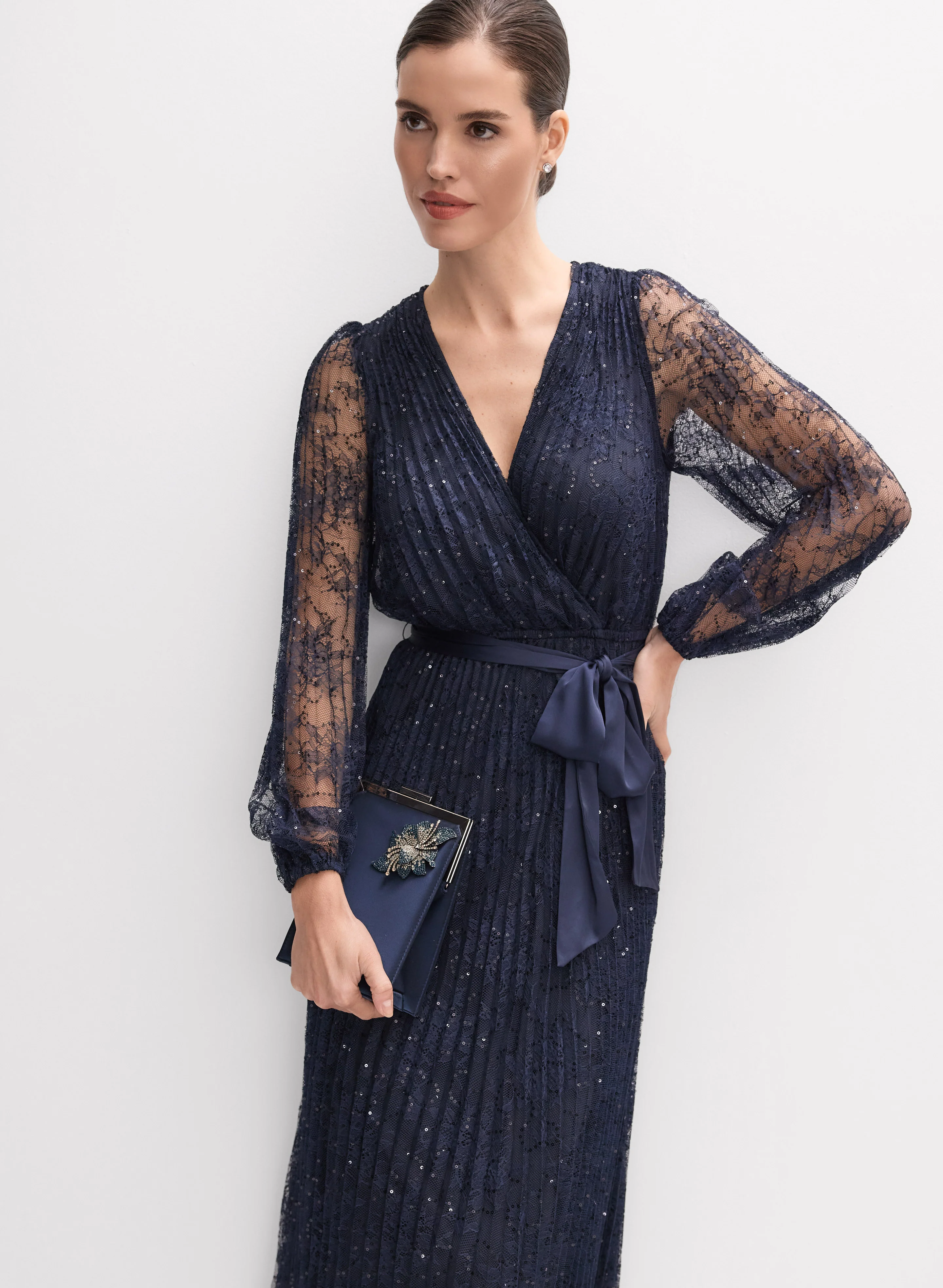 1342-joseph-ribkoff-pleated-lace-dress-3.webp Joseph Ribkoff - Pleated Lace Dress