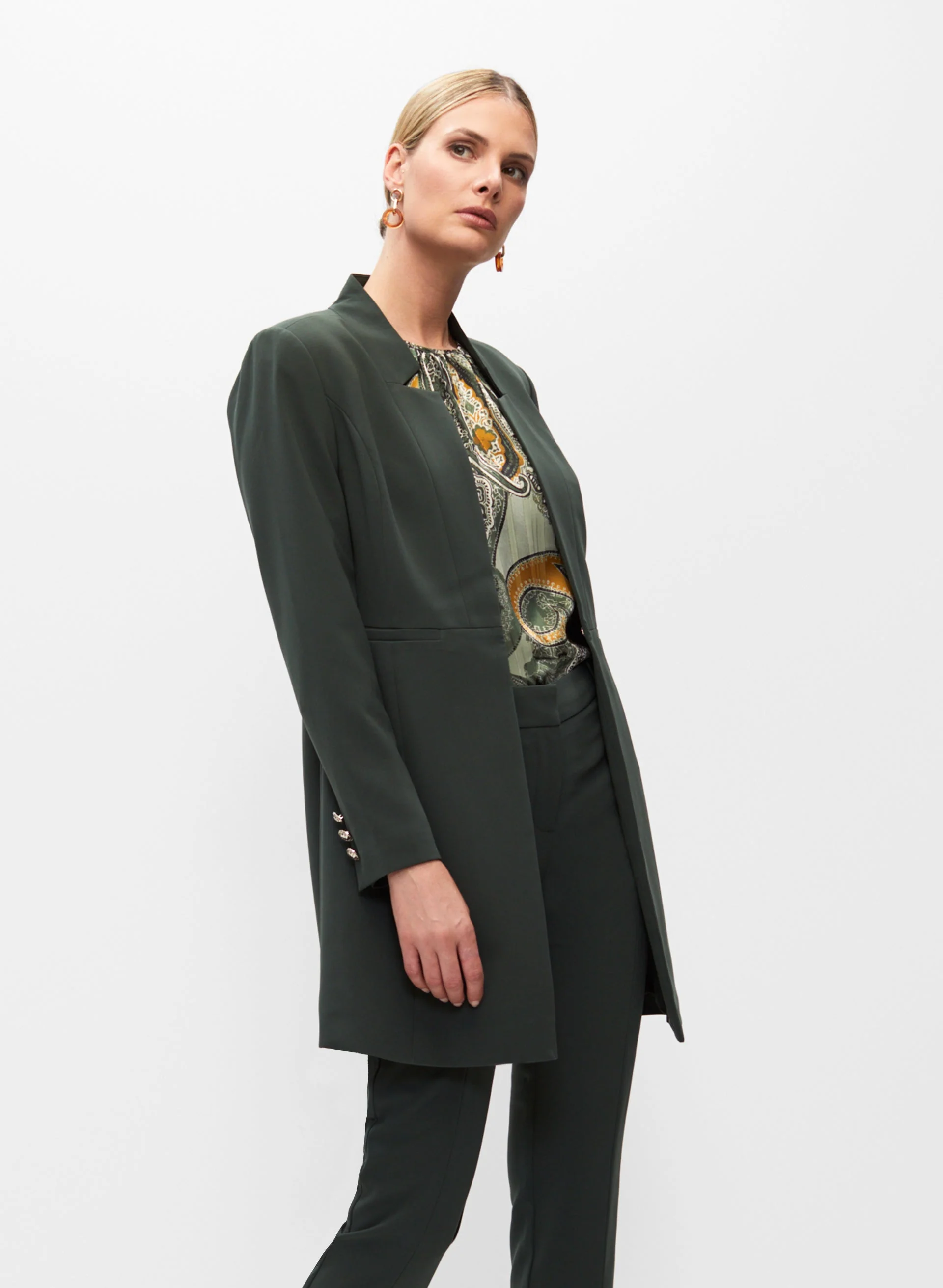 Inverted Notch Collar Redingote Jacket