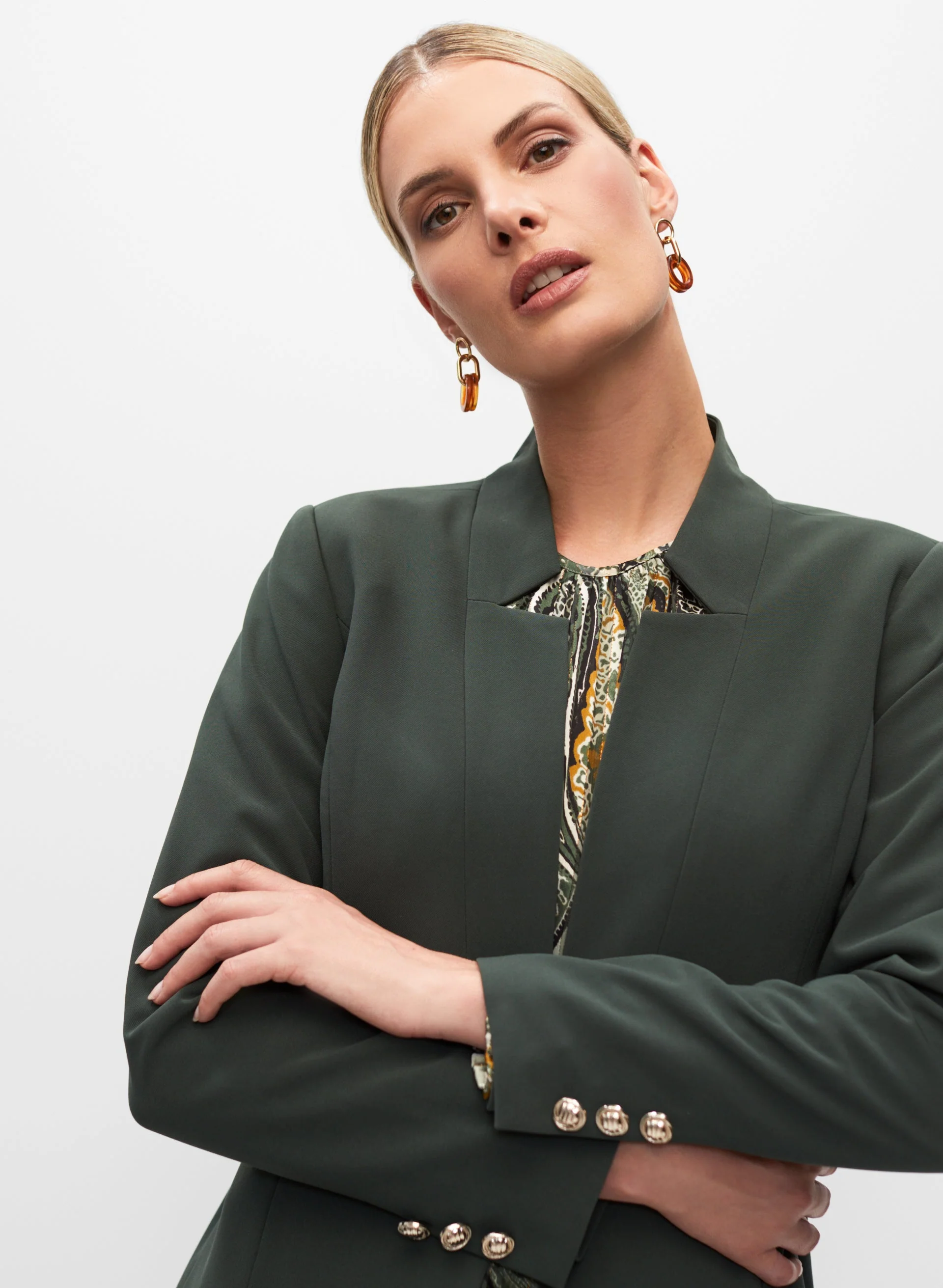 Inverted Notch Collar Redingote Jacket