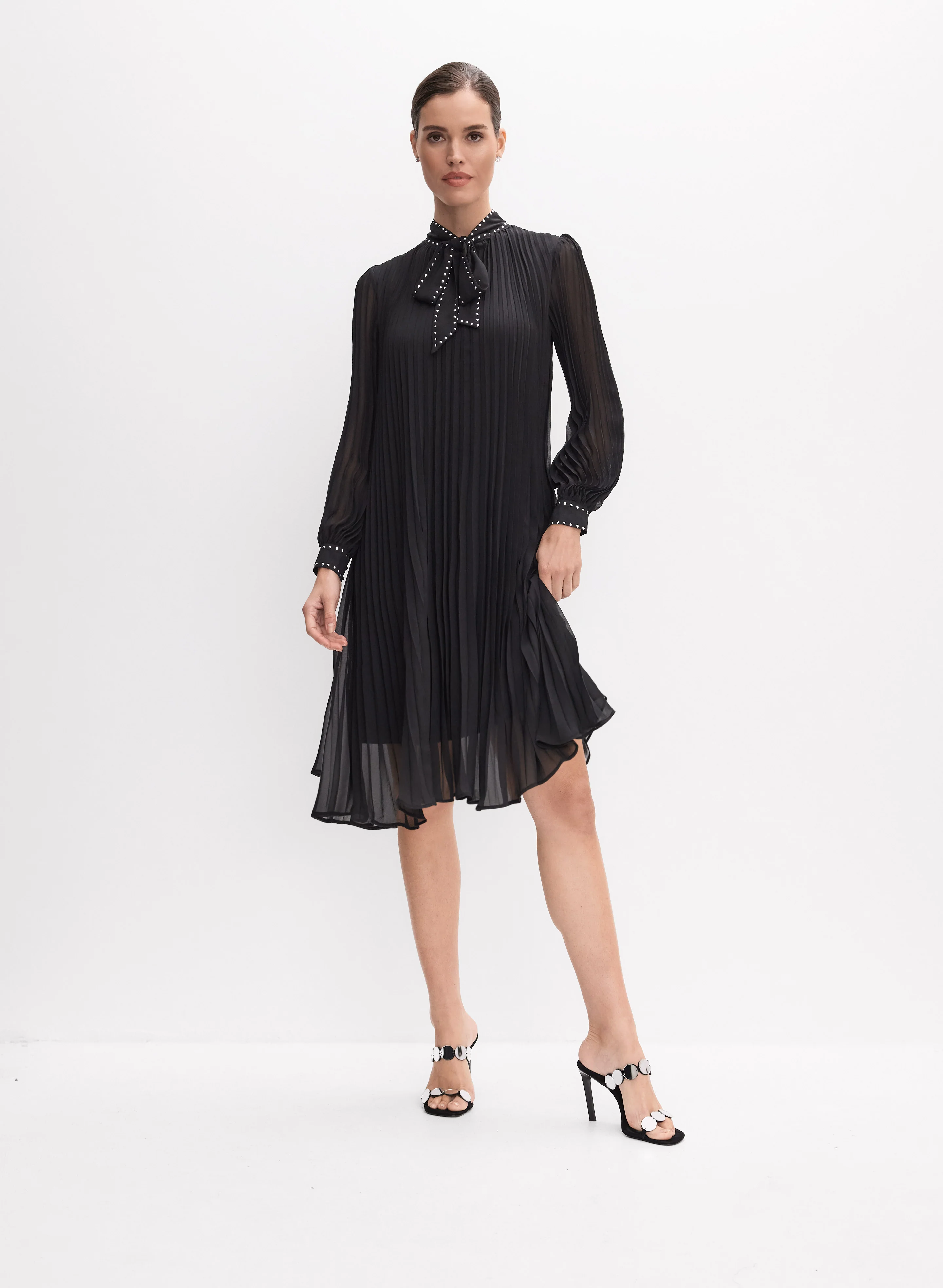 Joseph Ribkoff - Plisse Tie-Neck Dress
