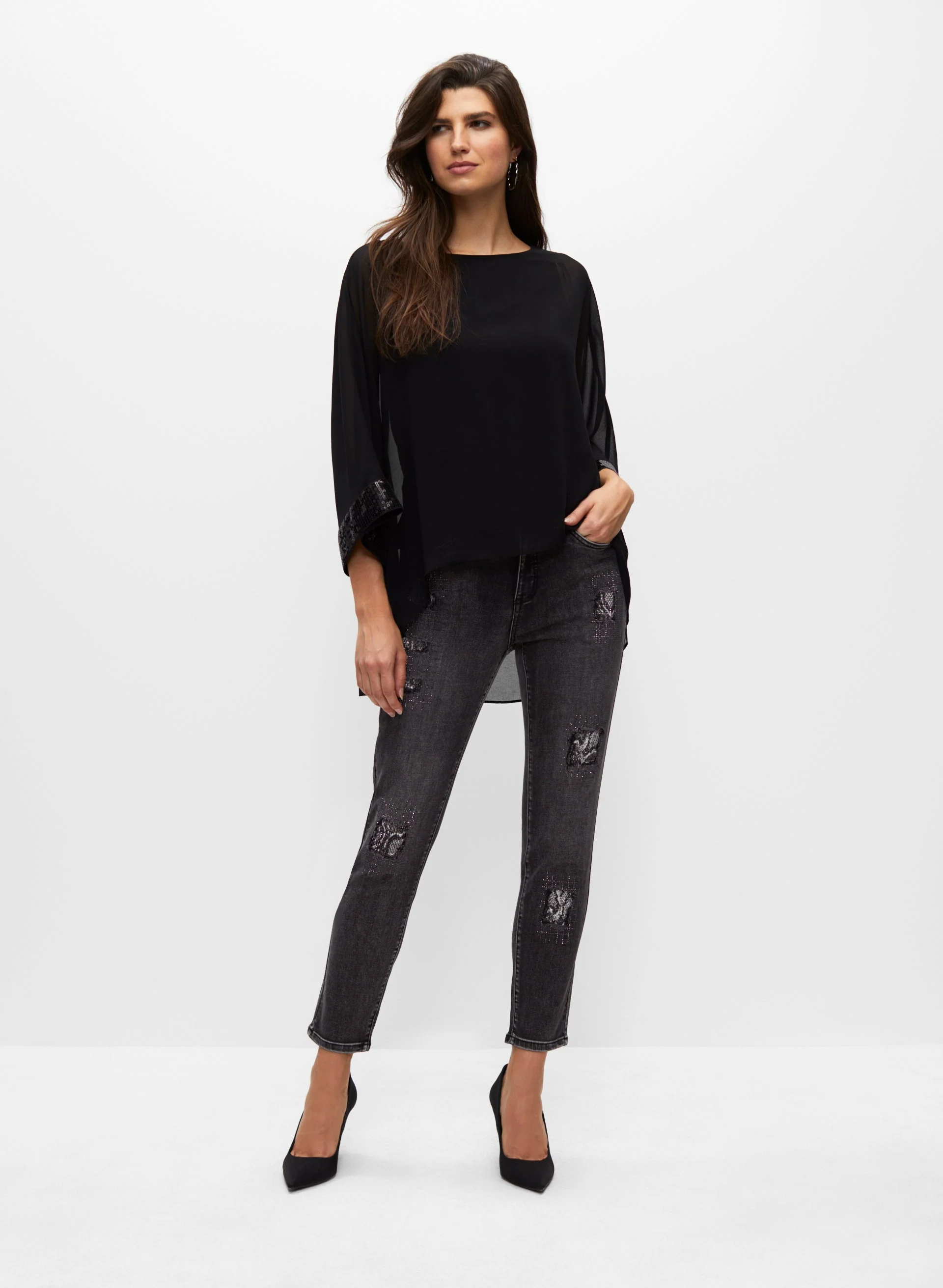 Patch Detail Denim Pants