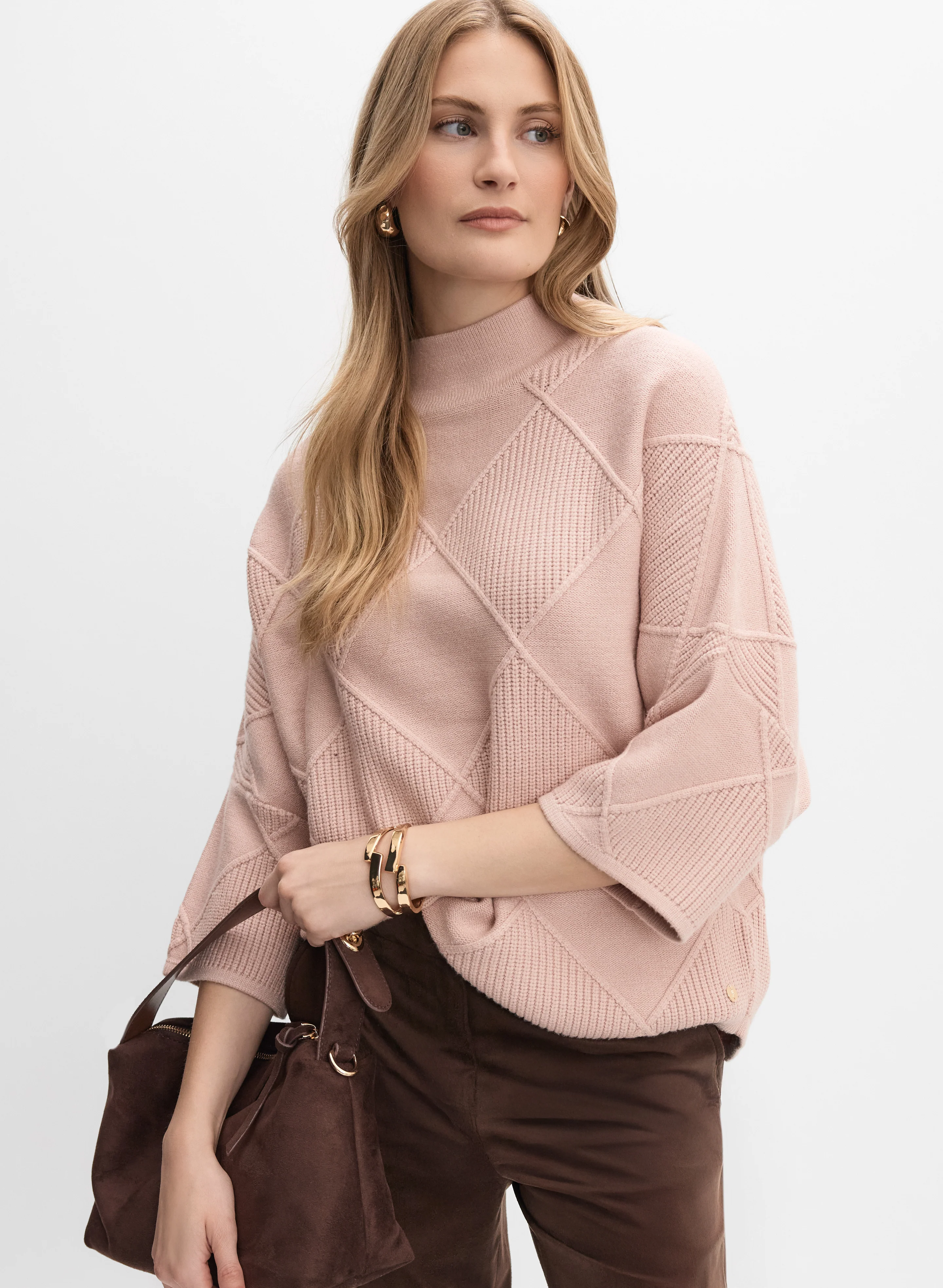 Joseph Ribkoff - Textured Funnel Neck Sweater