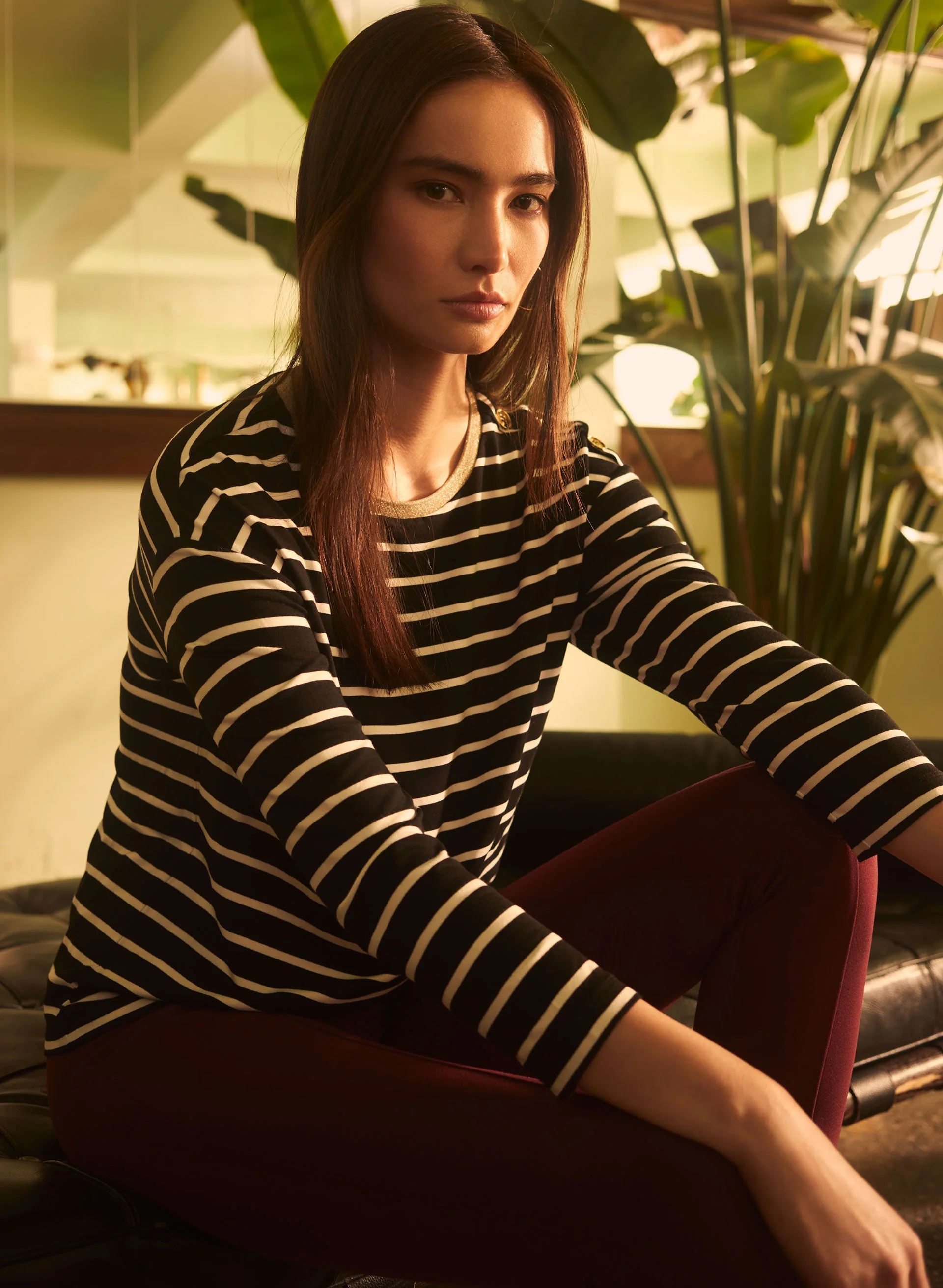 14330-stripe-print-3-4-sleeve-tee-1.webp Stripe Print 3/4 Sleeve Tee