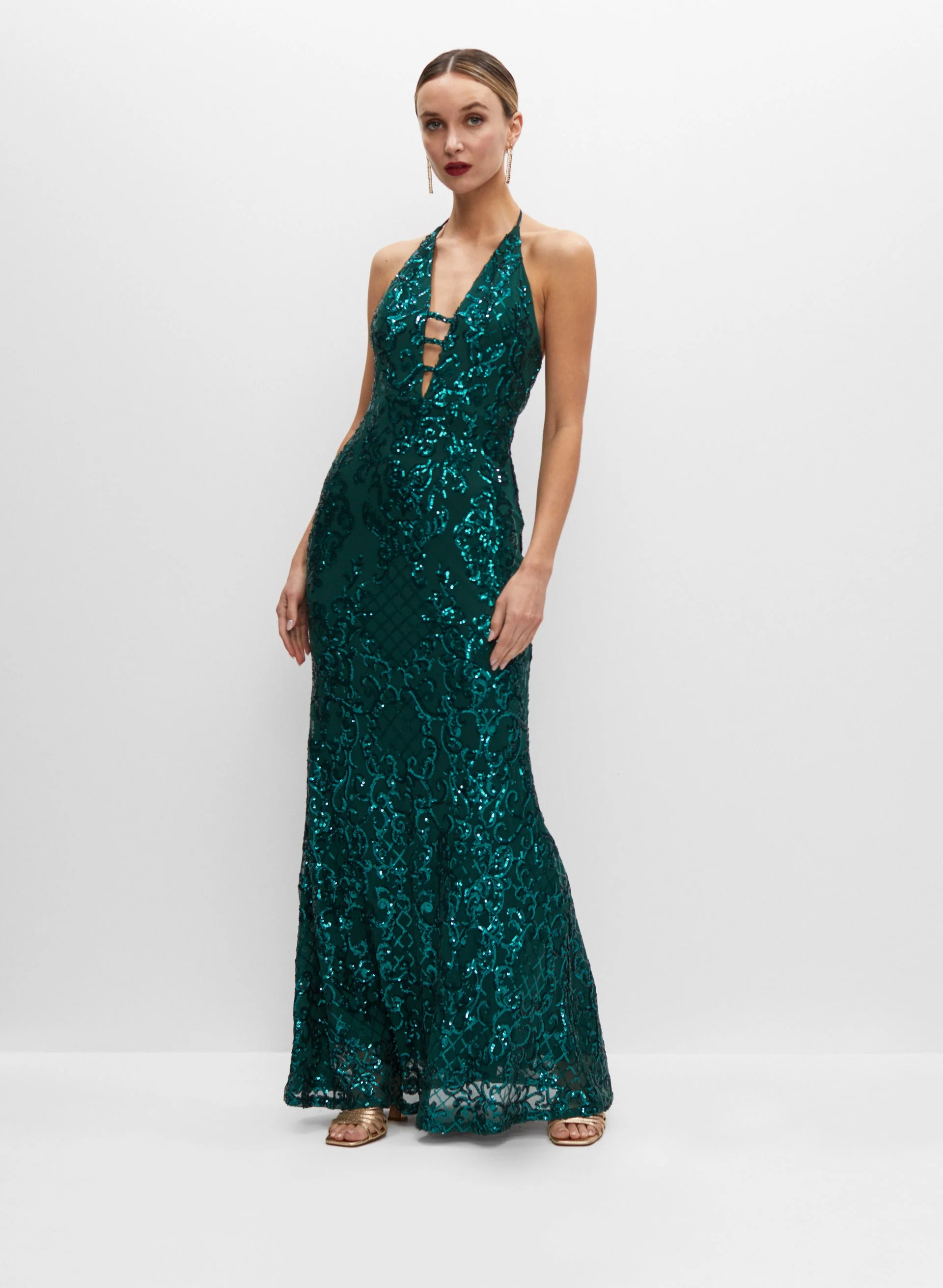 Sequin Halter Gown