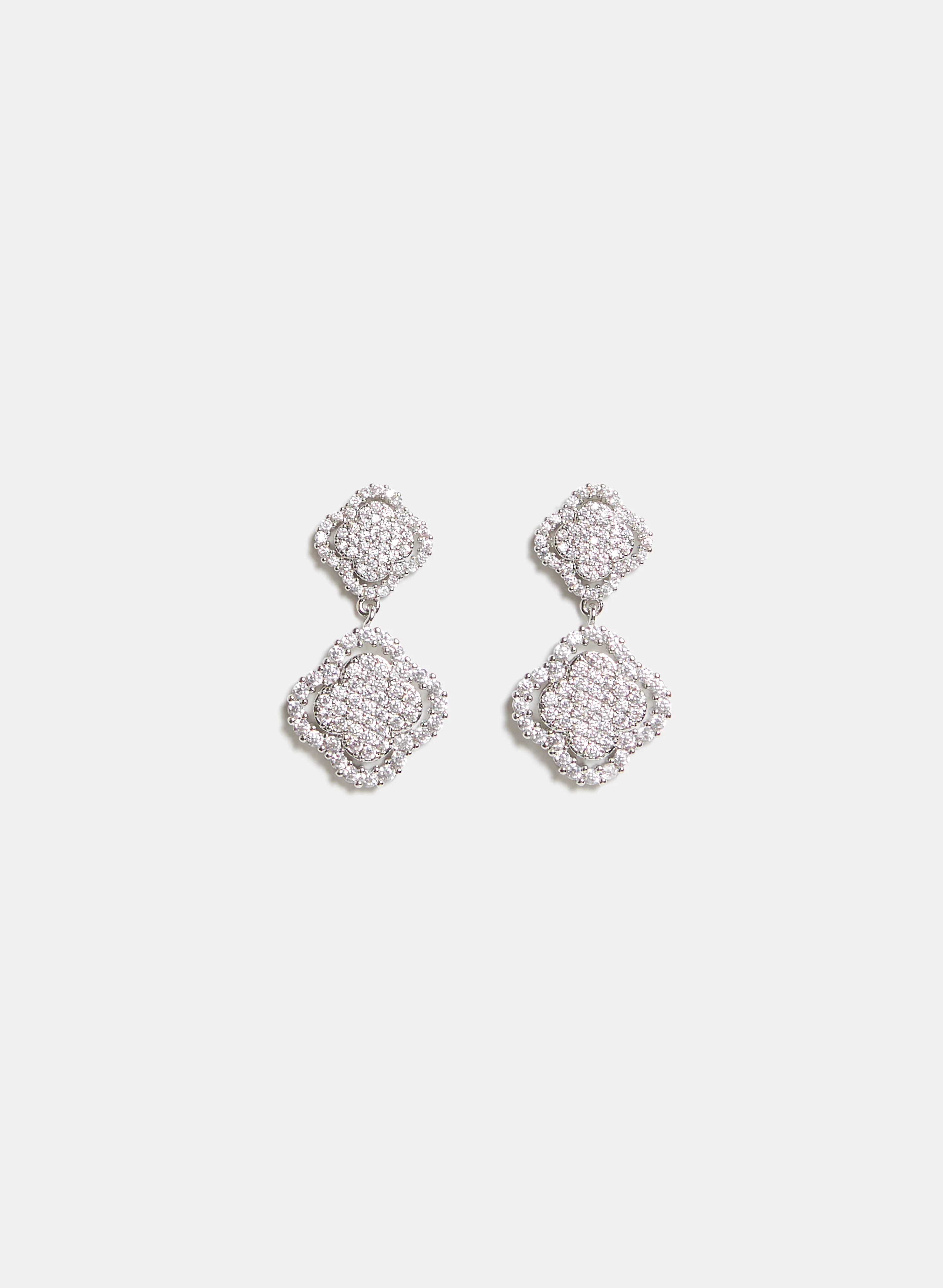 Tiered Cubic Zirconia Clover Earrings