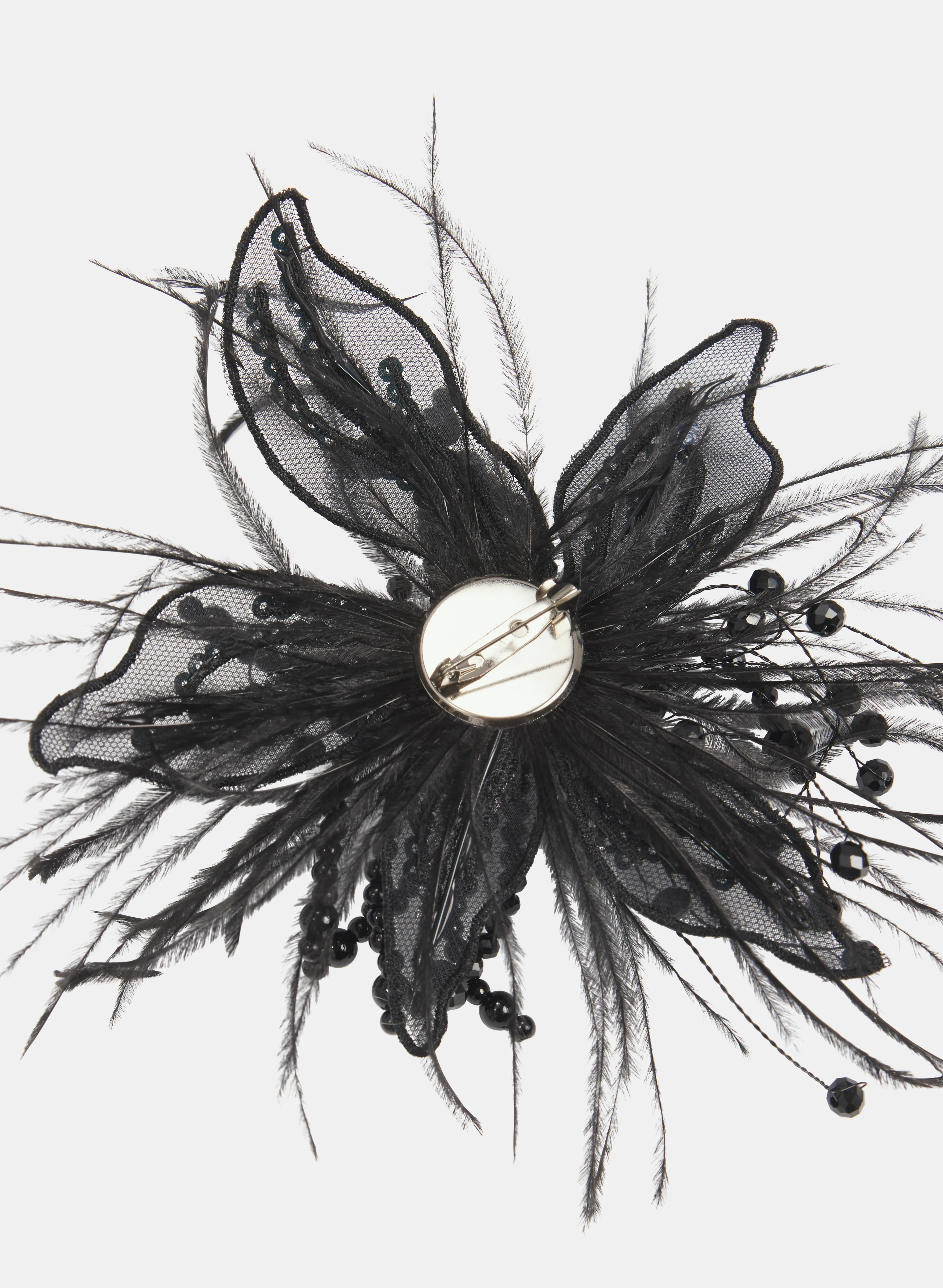 Sequin & Feather Brooch