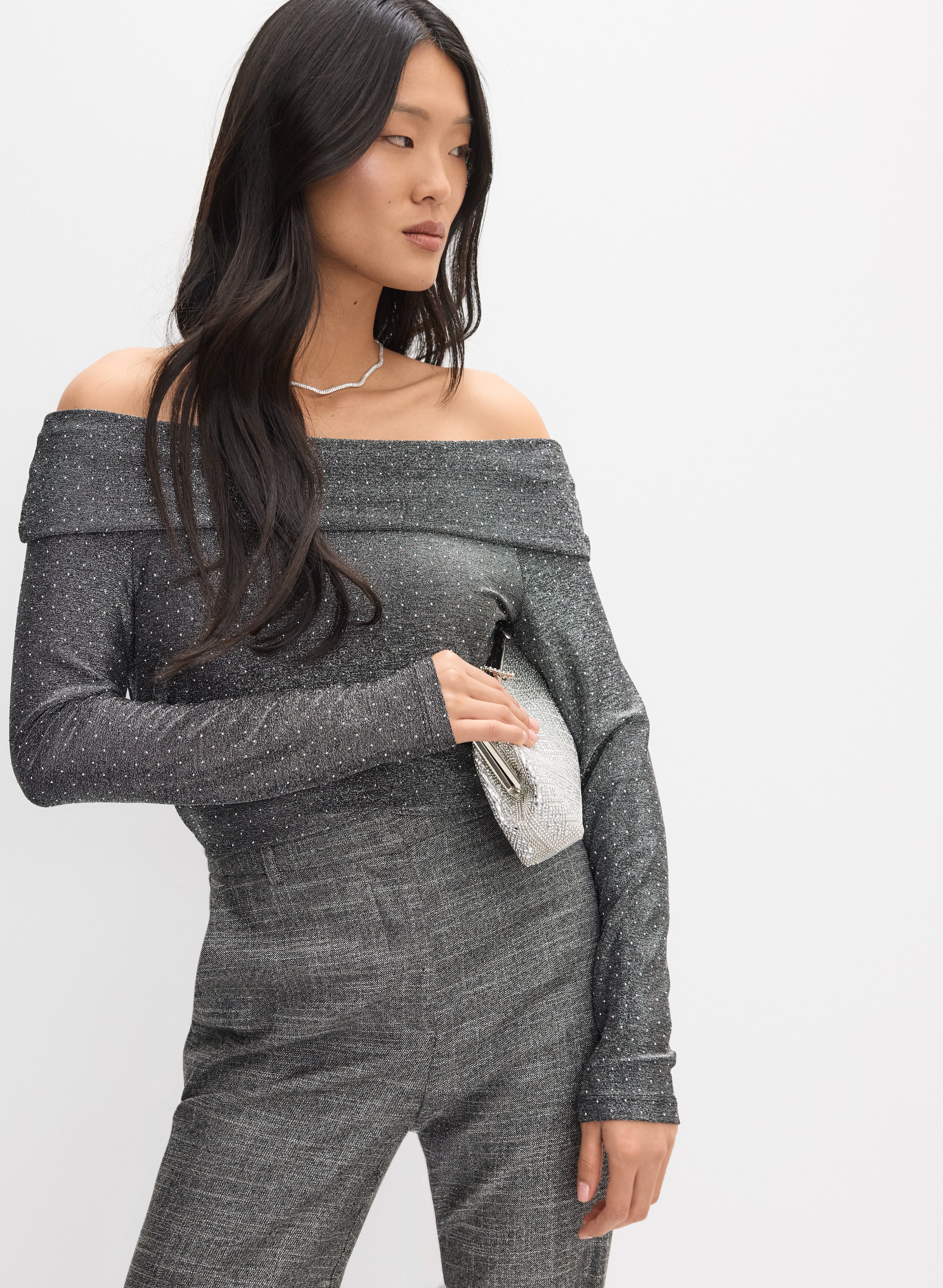 Lurex Off-The-Shoulder Top