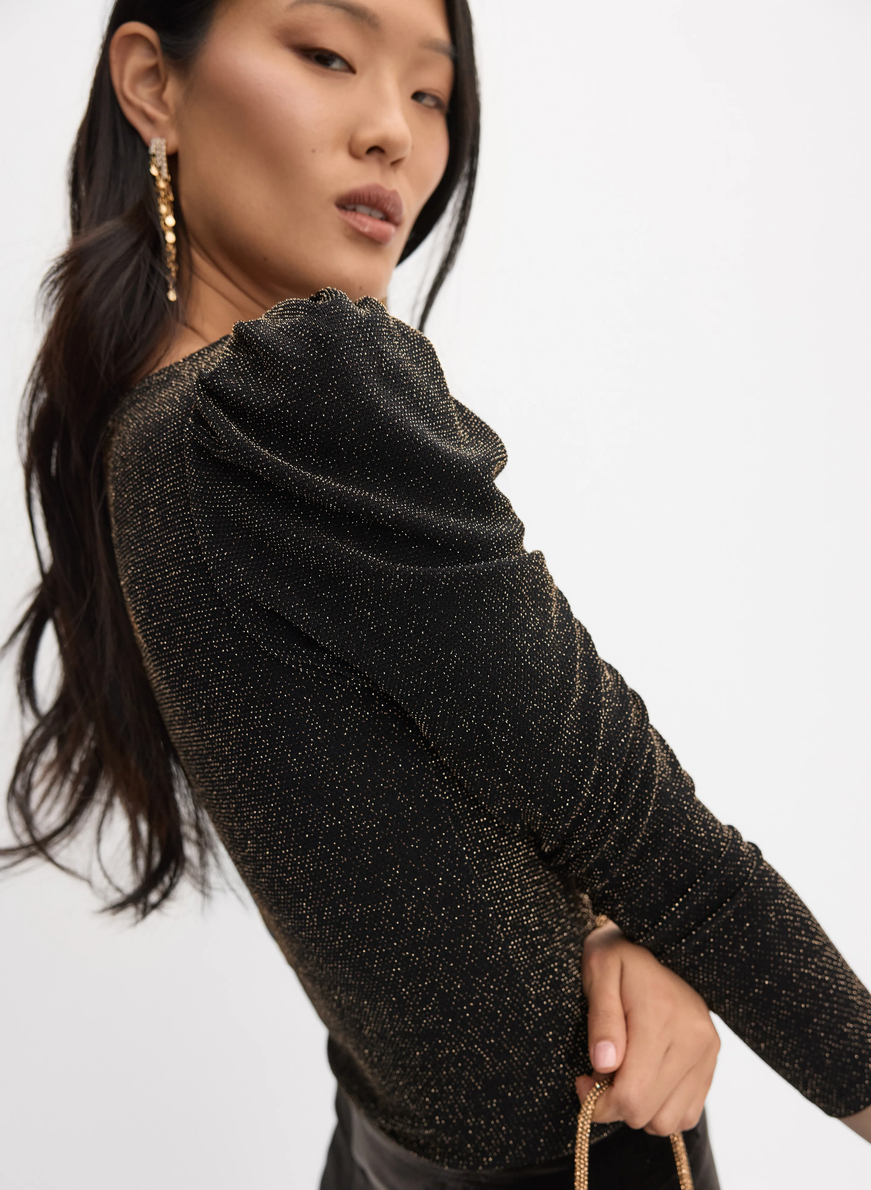 Lurex Puff Shoulder Top
