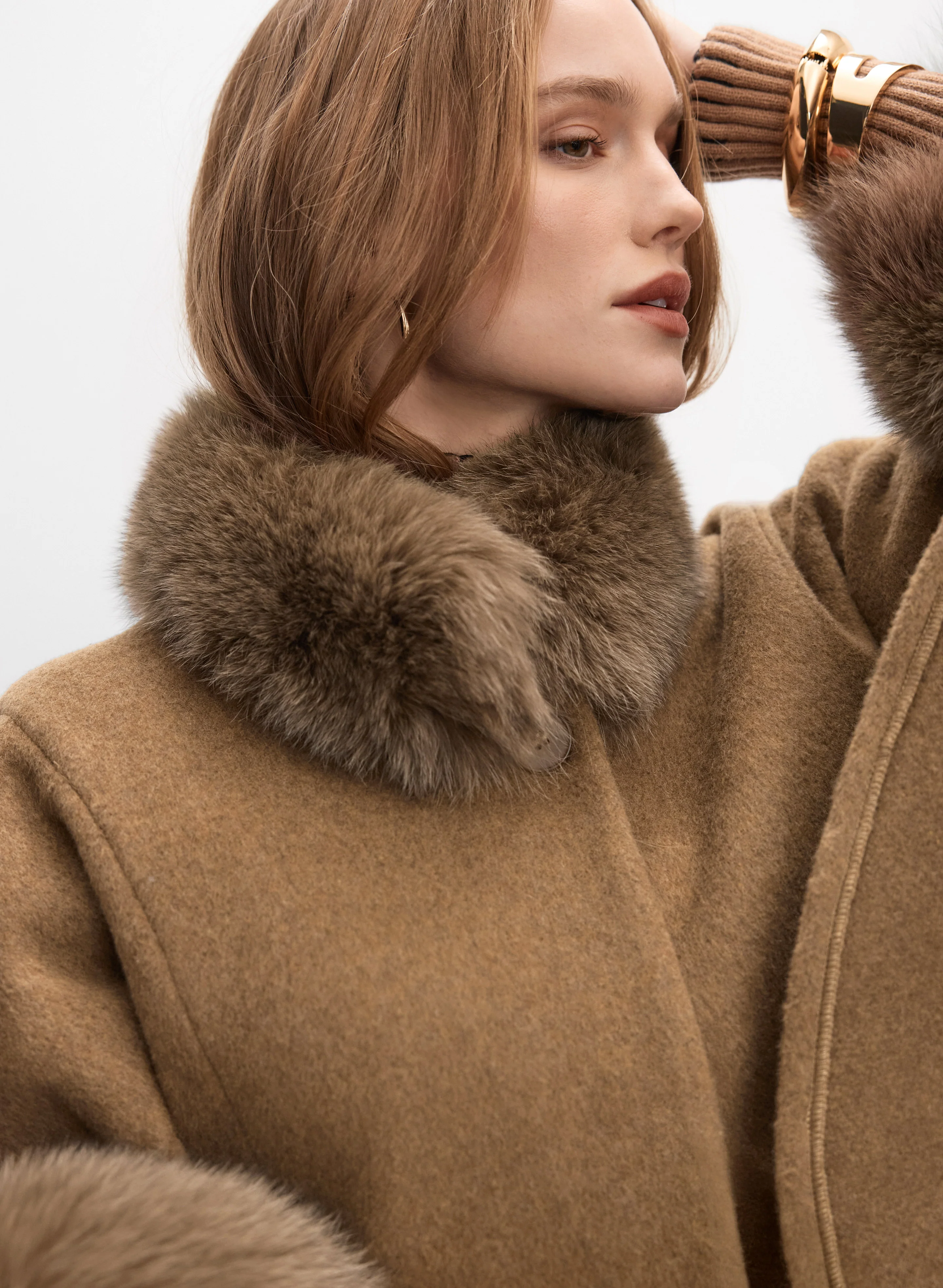 Mallia - Fur Trim Wool-Blend Cape