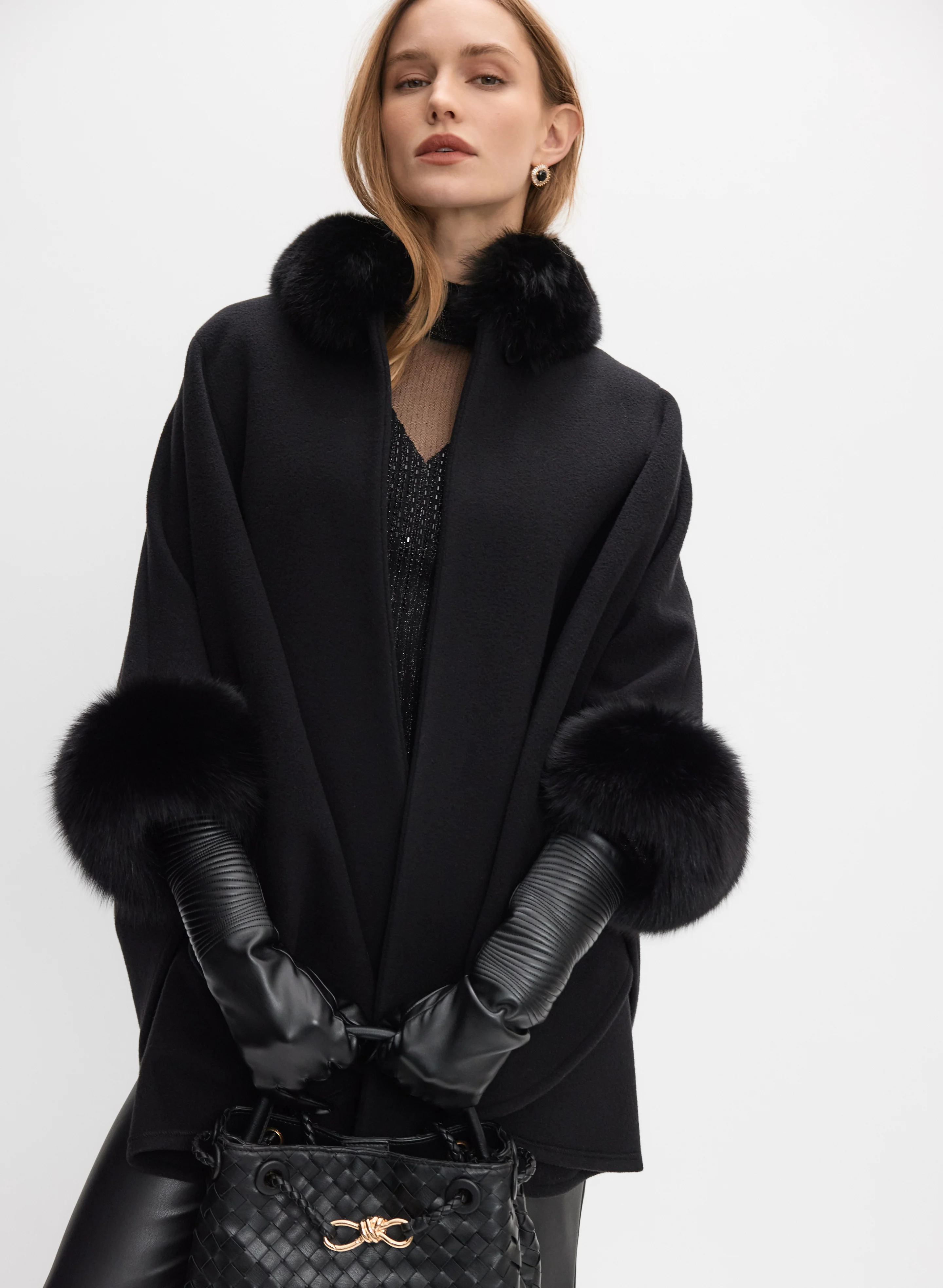 Mallia - Fur Trim Wool-Blend Cape
