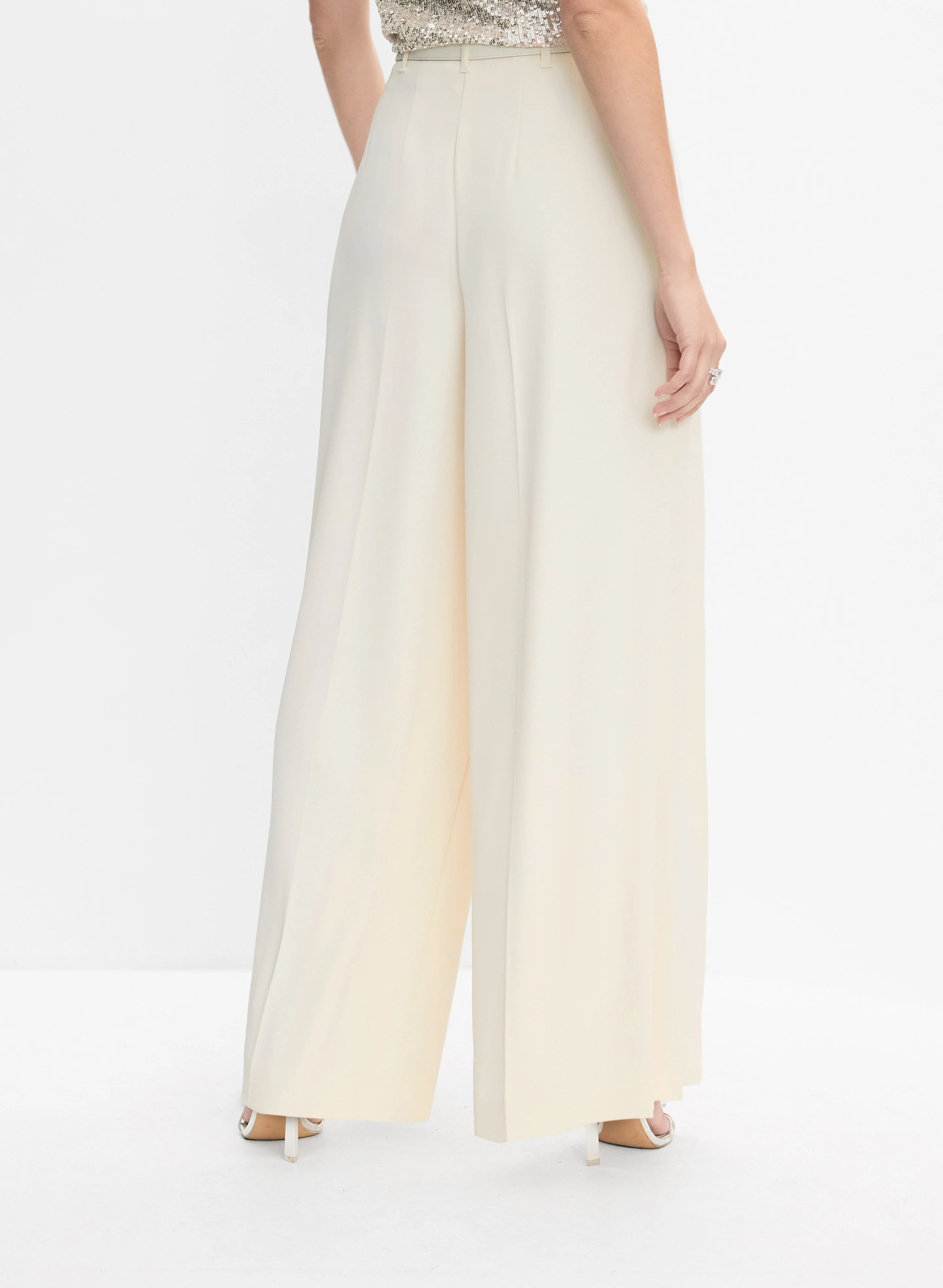 Pintuck Wide-Leg Pants