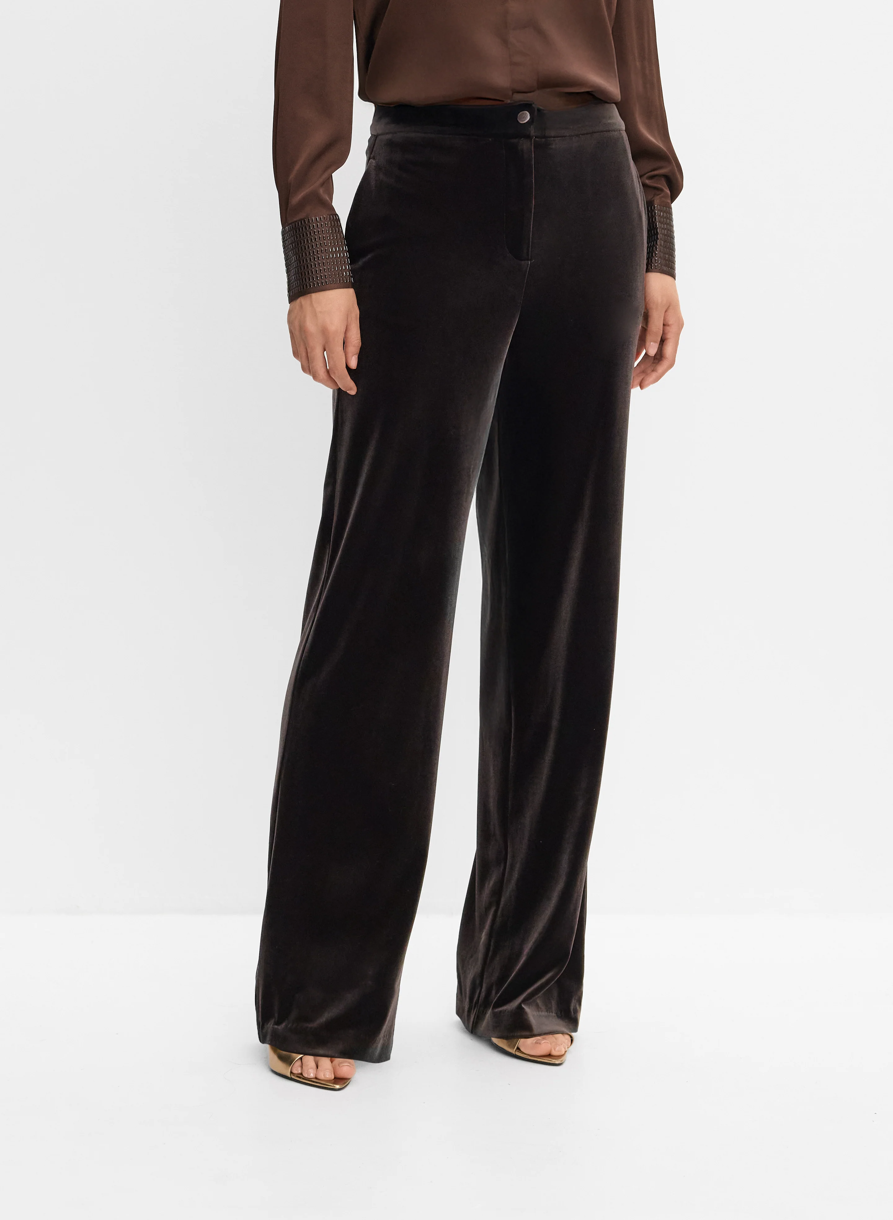 Velvet Wide-Leg Pants