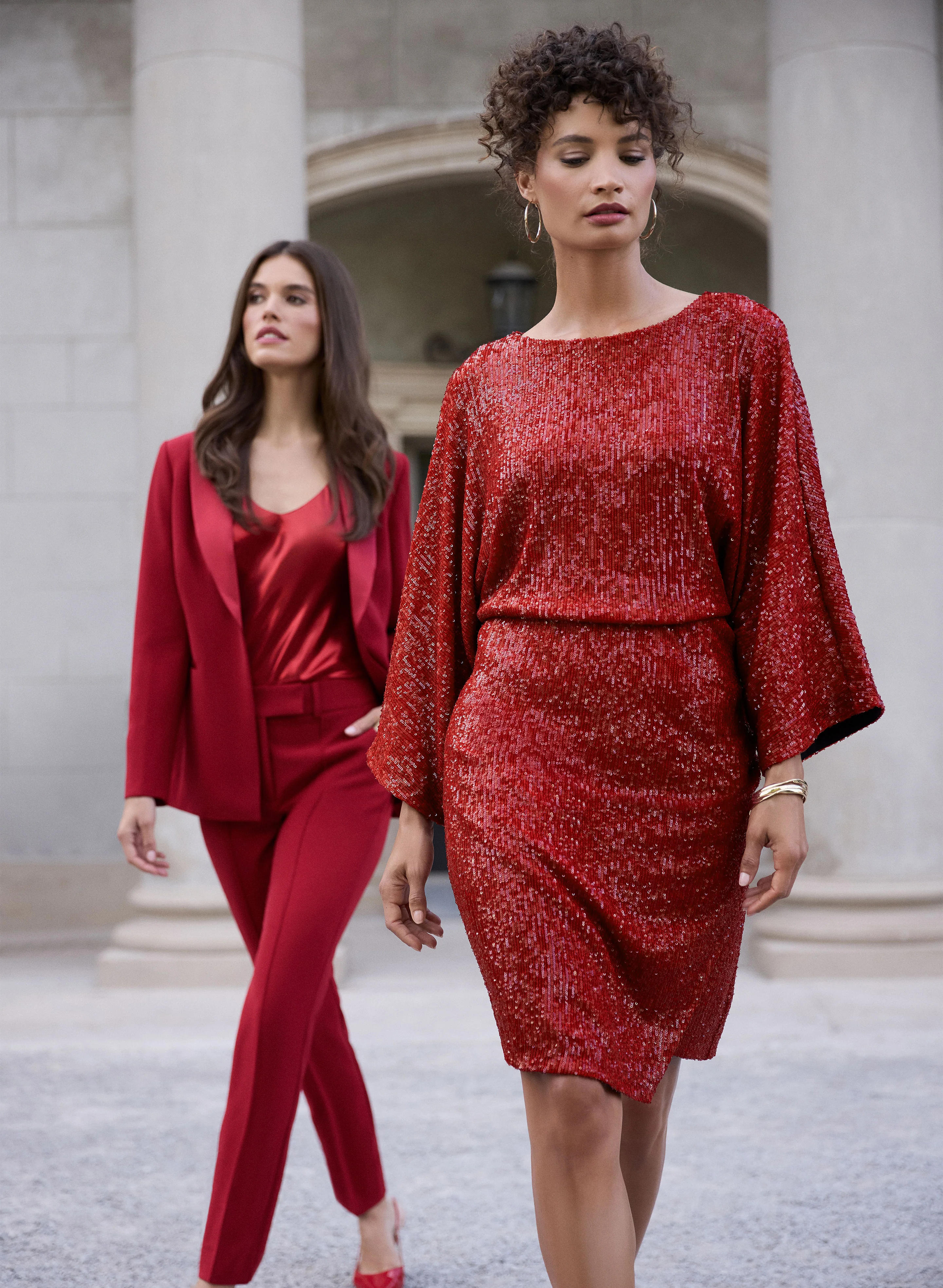 Sequined Flare Sleeve Dress