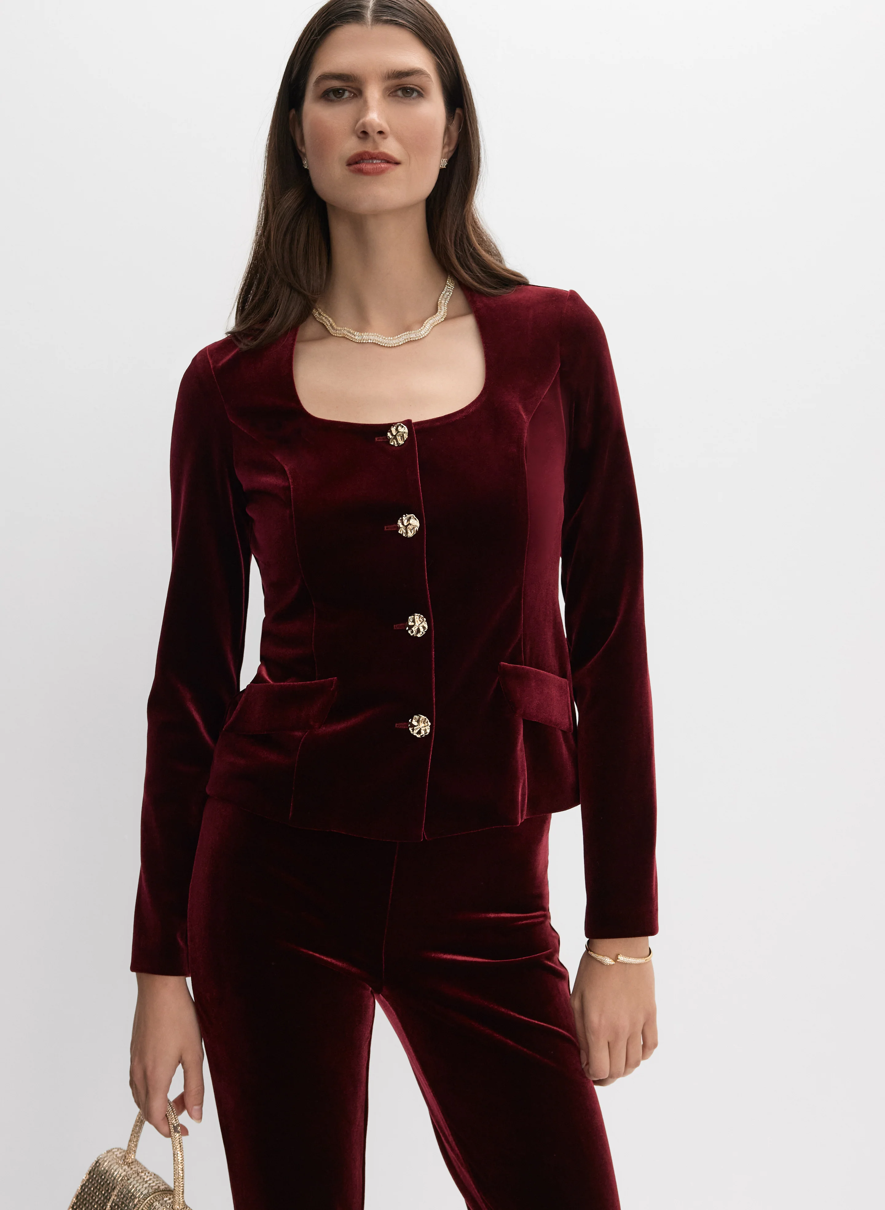 1998-joseph-ribkoff-velvet-button-down-jacket-1.webp Joseph Ribkoff - Velvet Button-Down Jacket