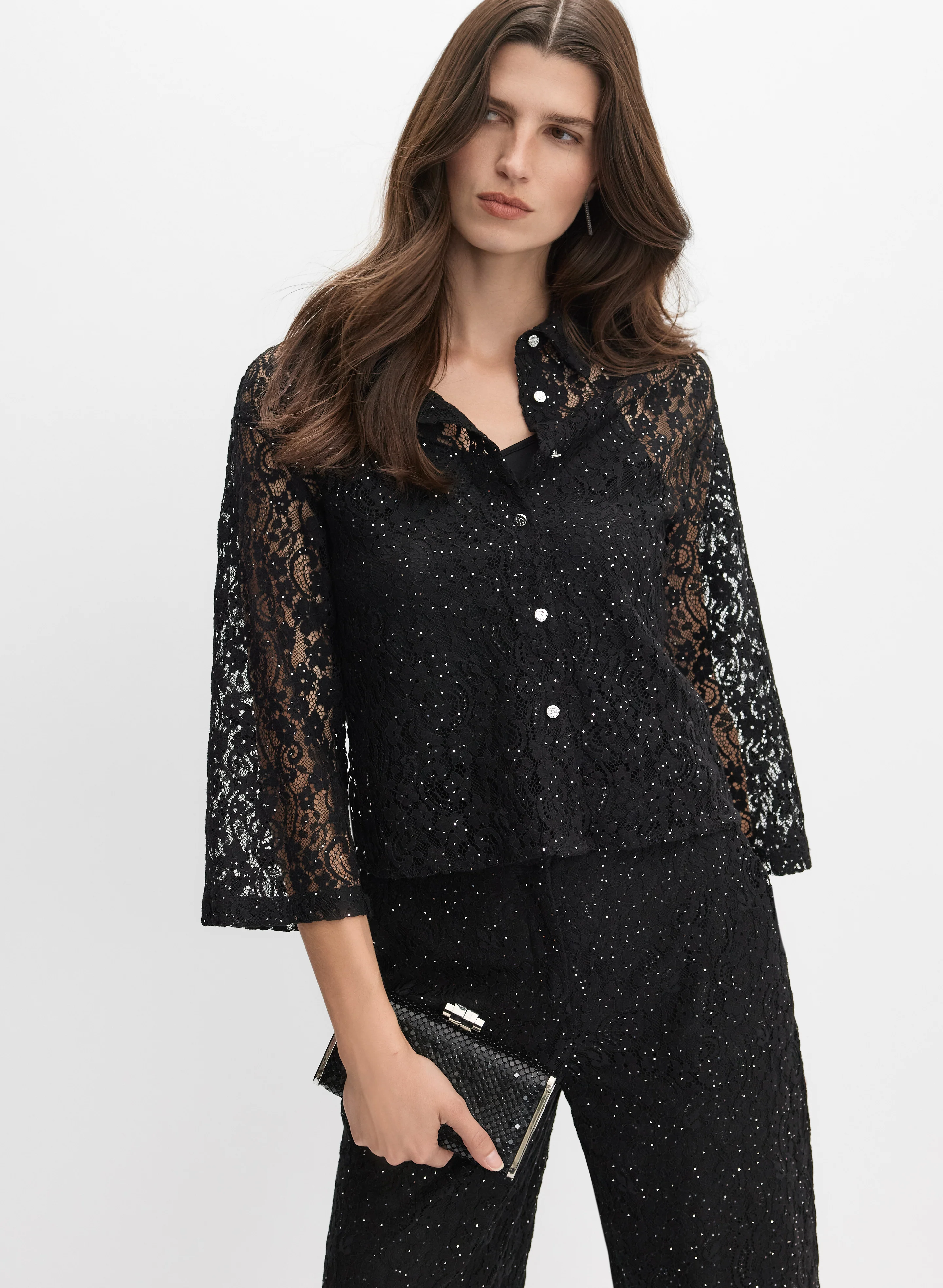 Sequined Lace Blouse