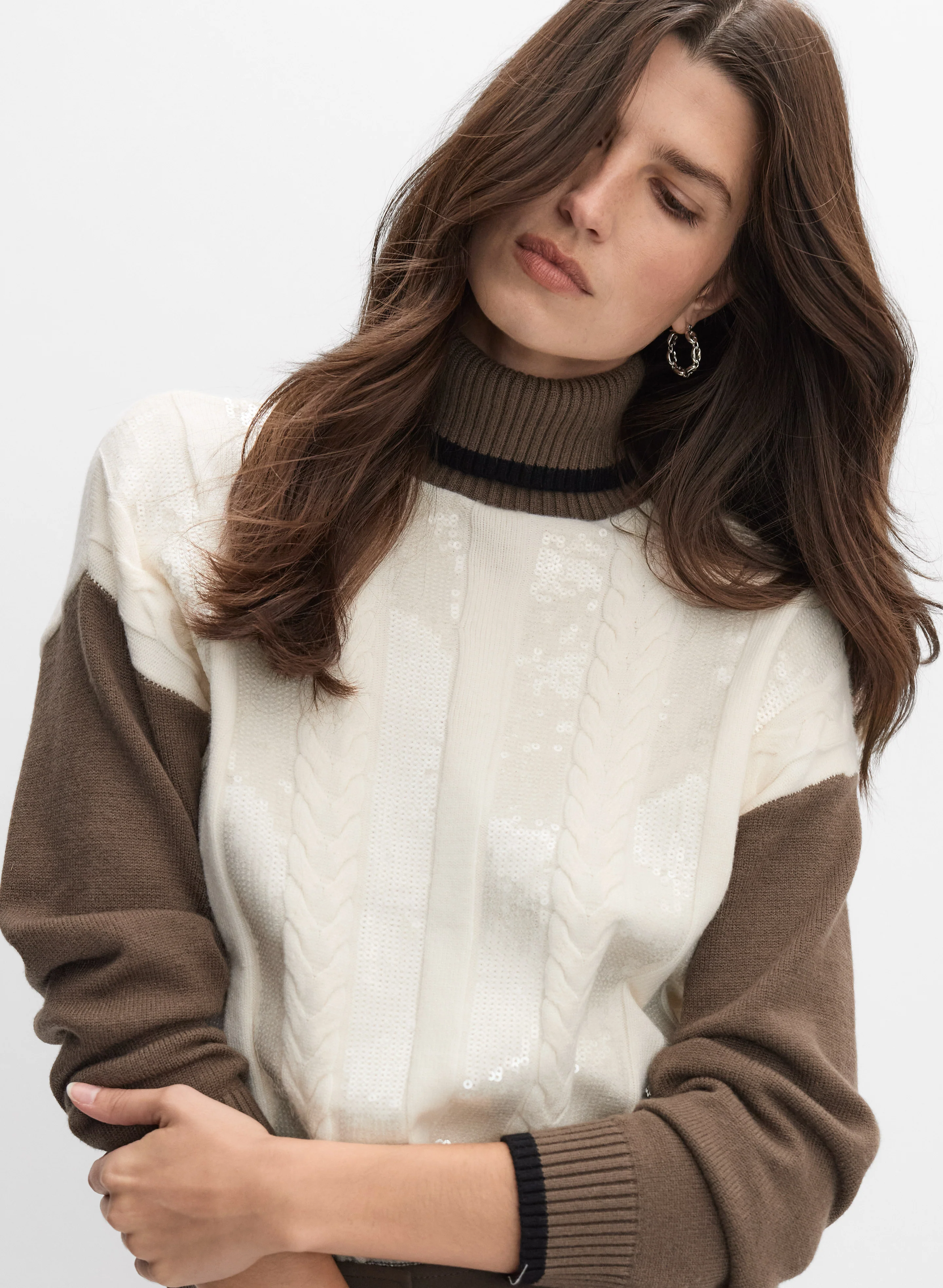 Sequined Colour Block Sweater