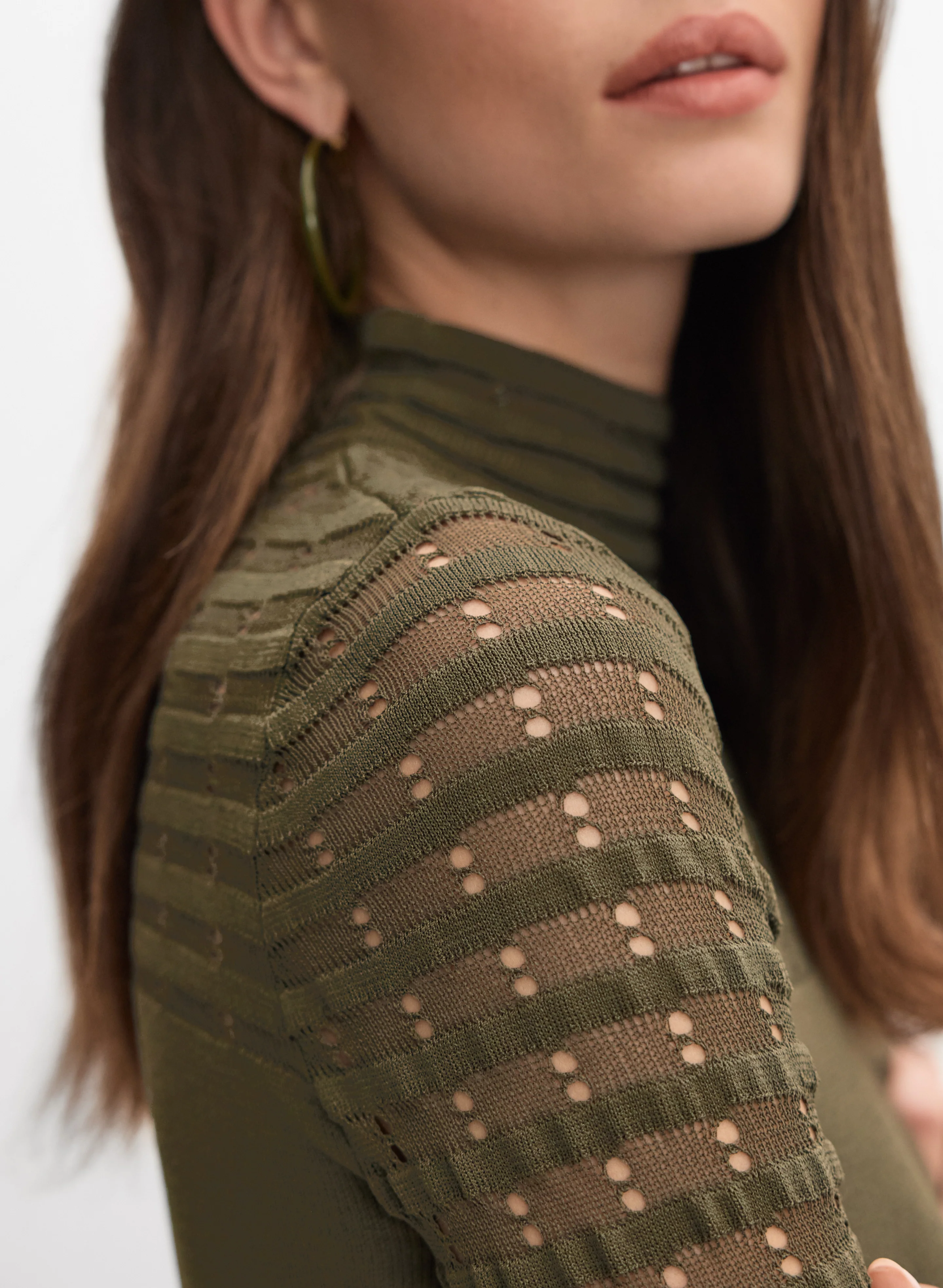 Sheer Striped Detail Sweater