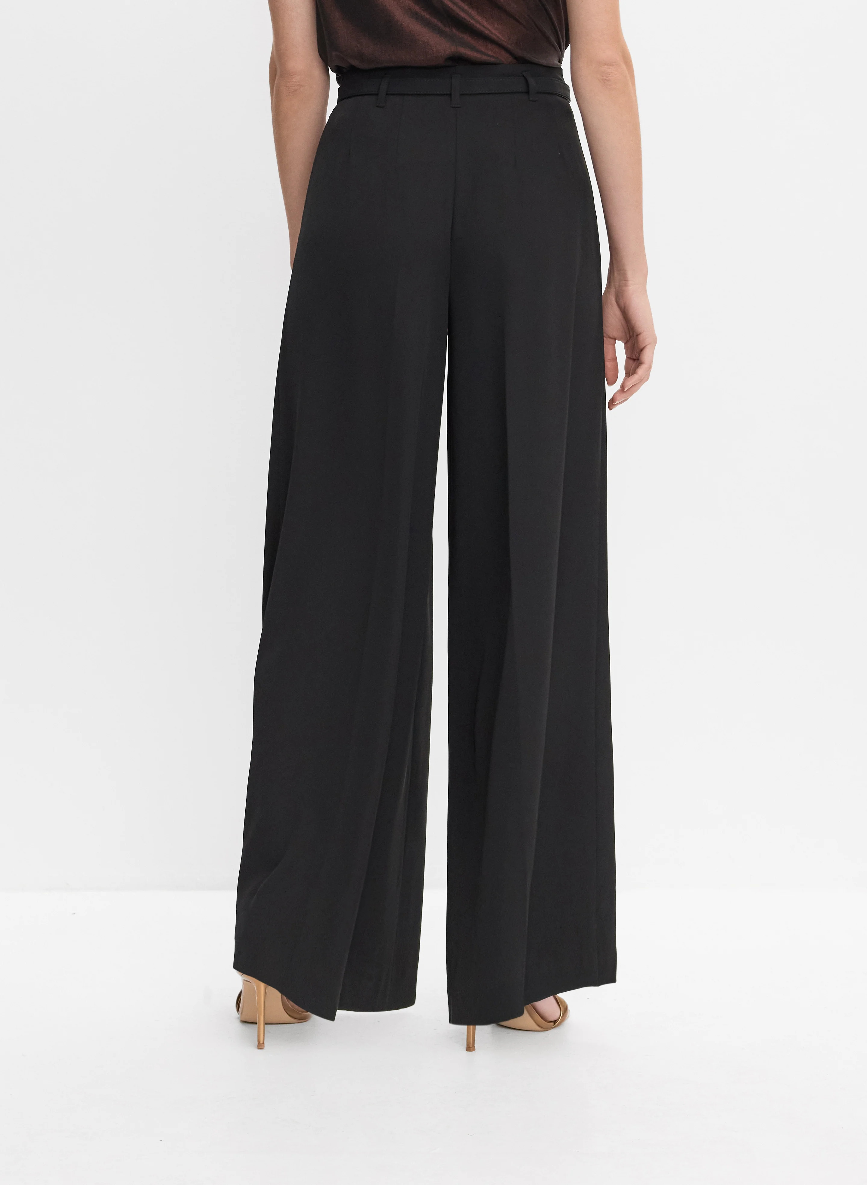 Pintuck Wide-Leg Pants