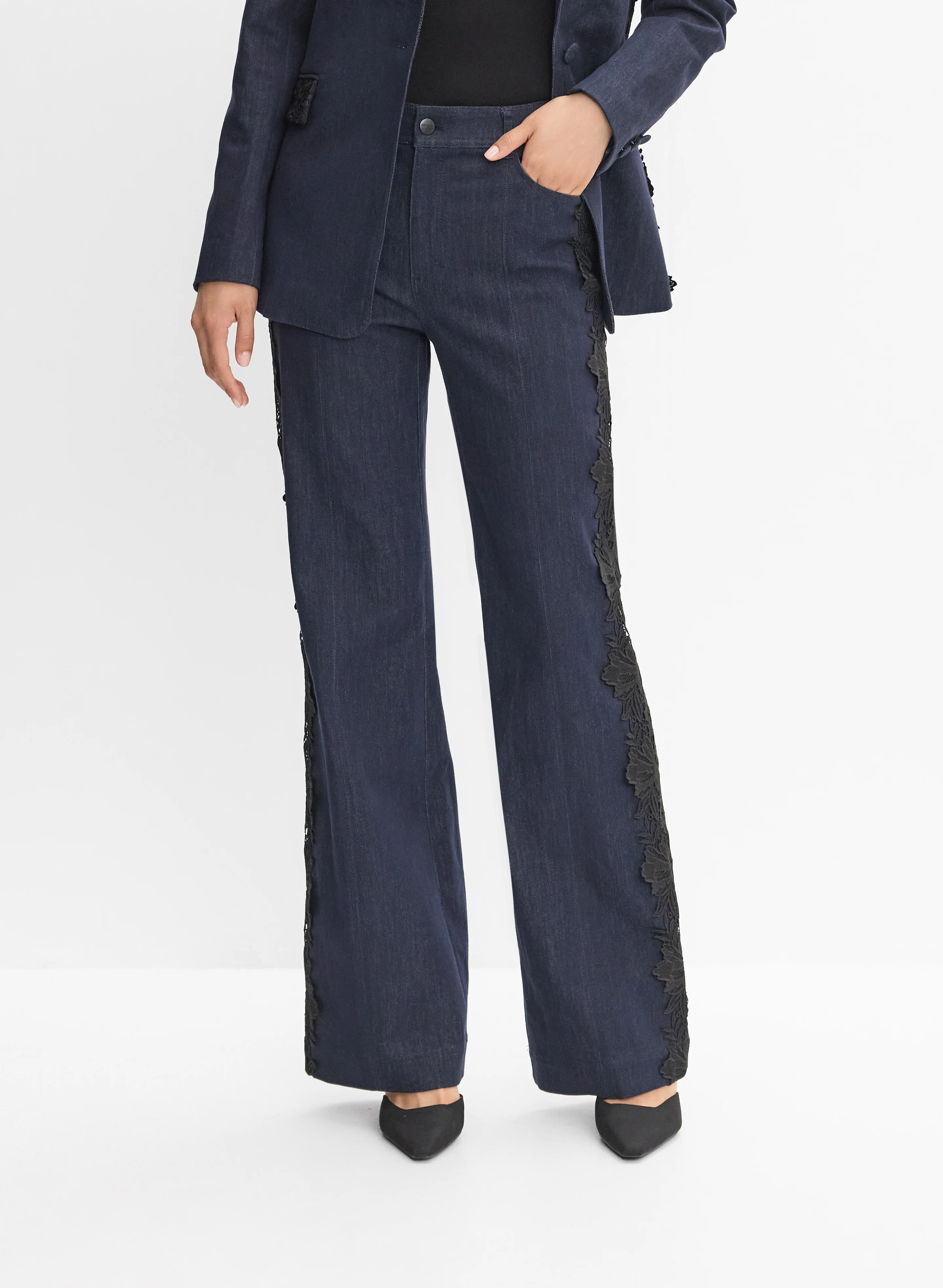 Lace Detail Denim Pants