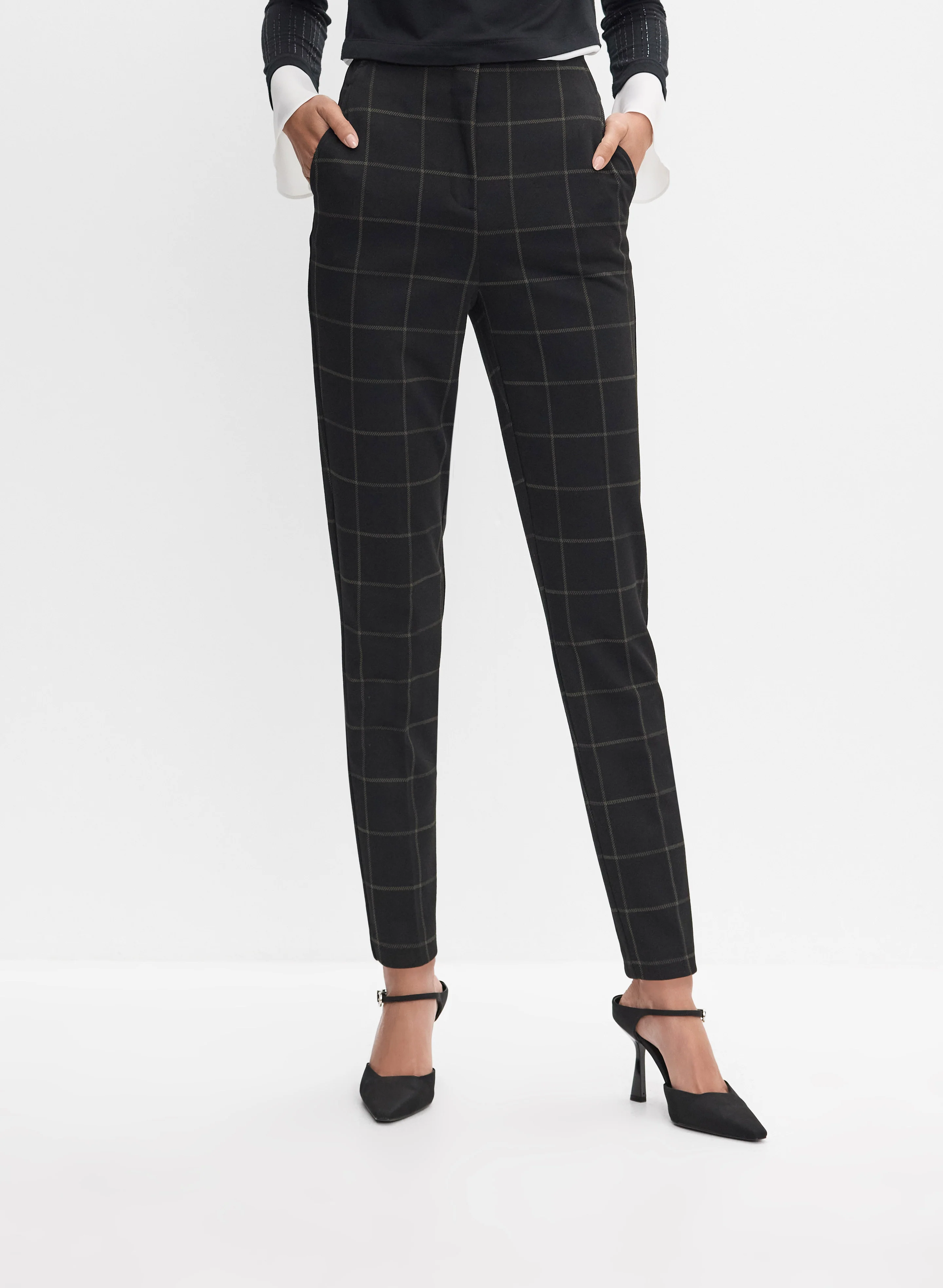 Juliette Check Slim-Leg Pants