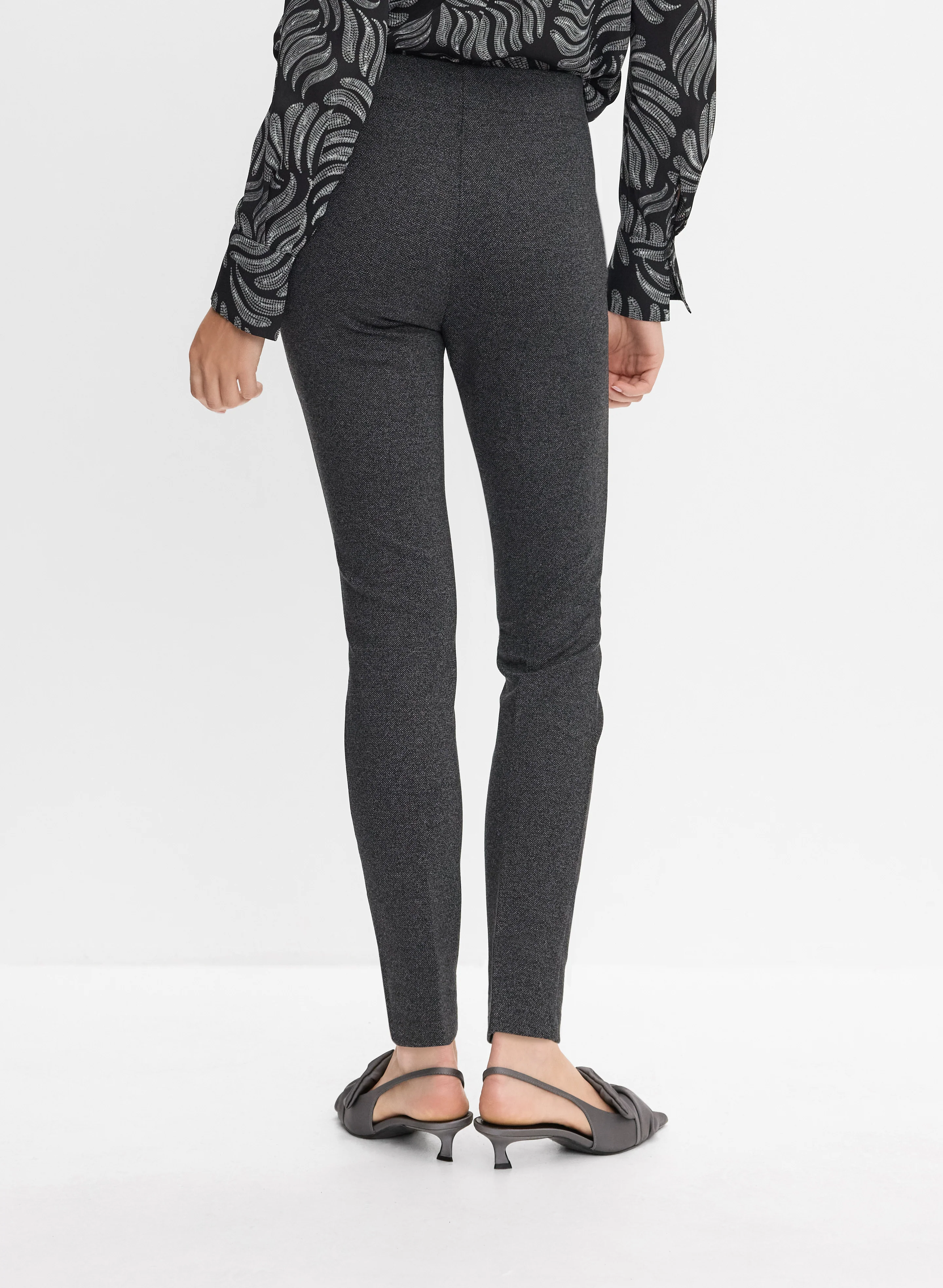 Embossed Button Slim-Leg Pants