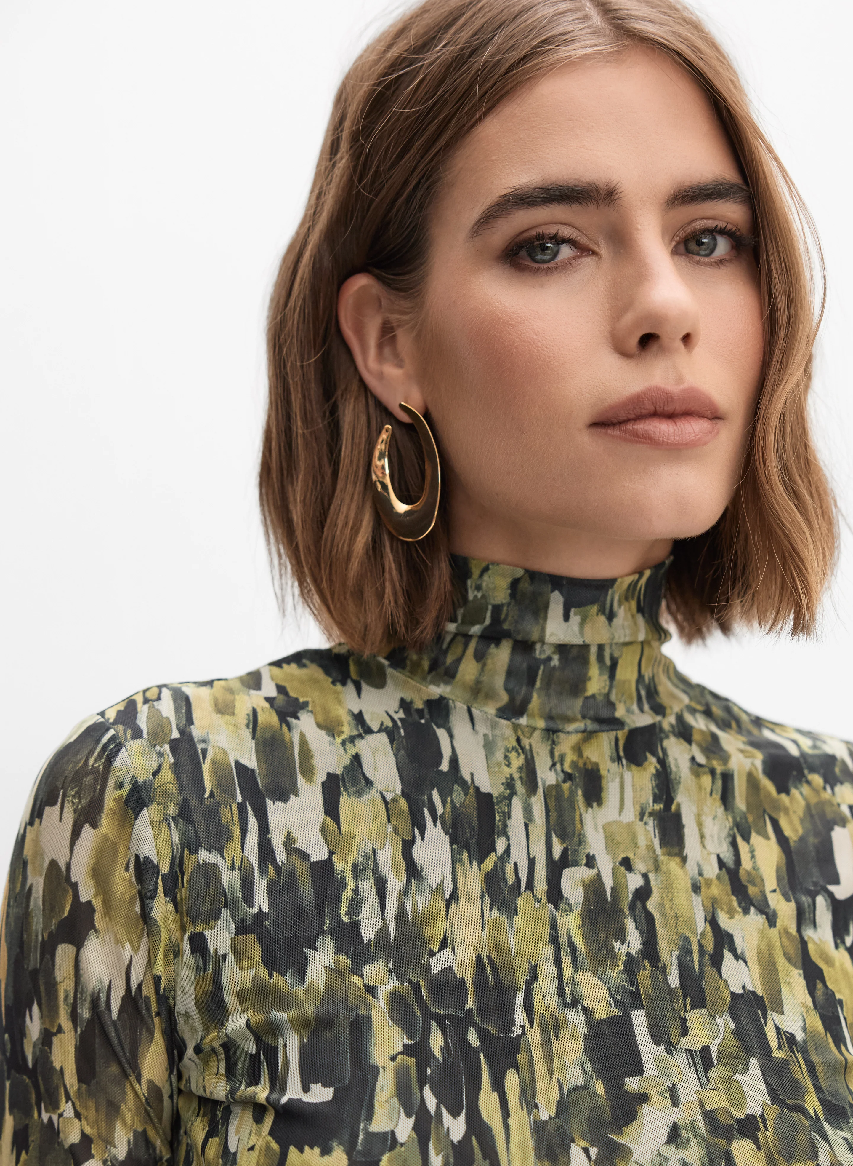 Brushed Print Mesh Top