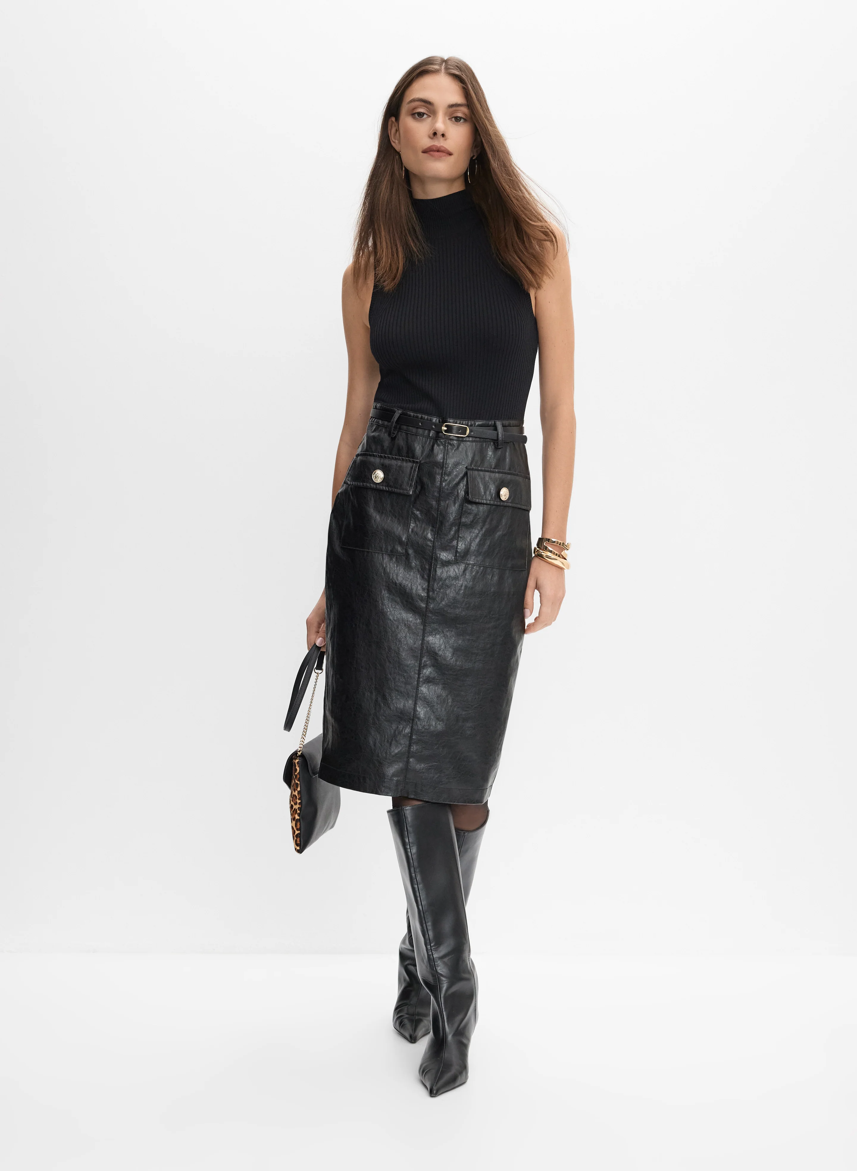 Crackled Vegan Leather Dress