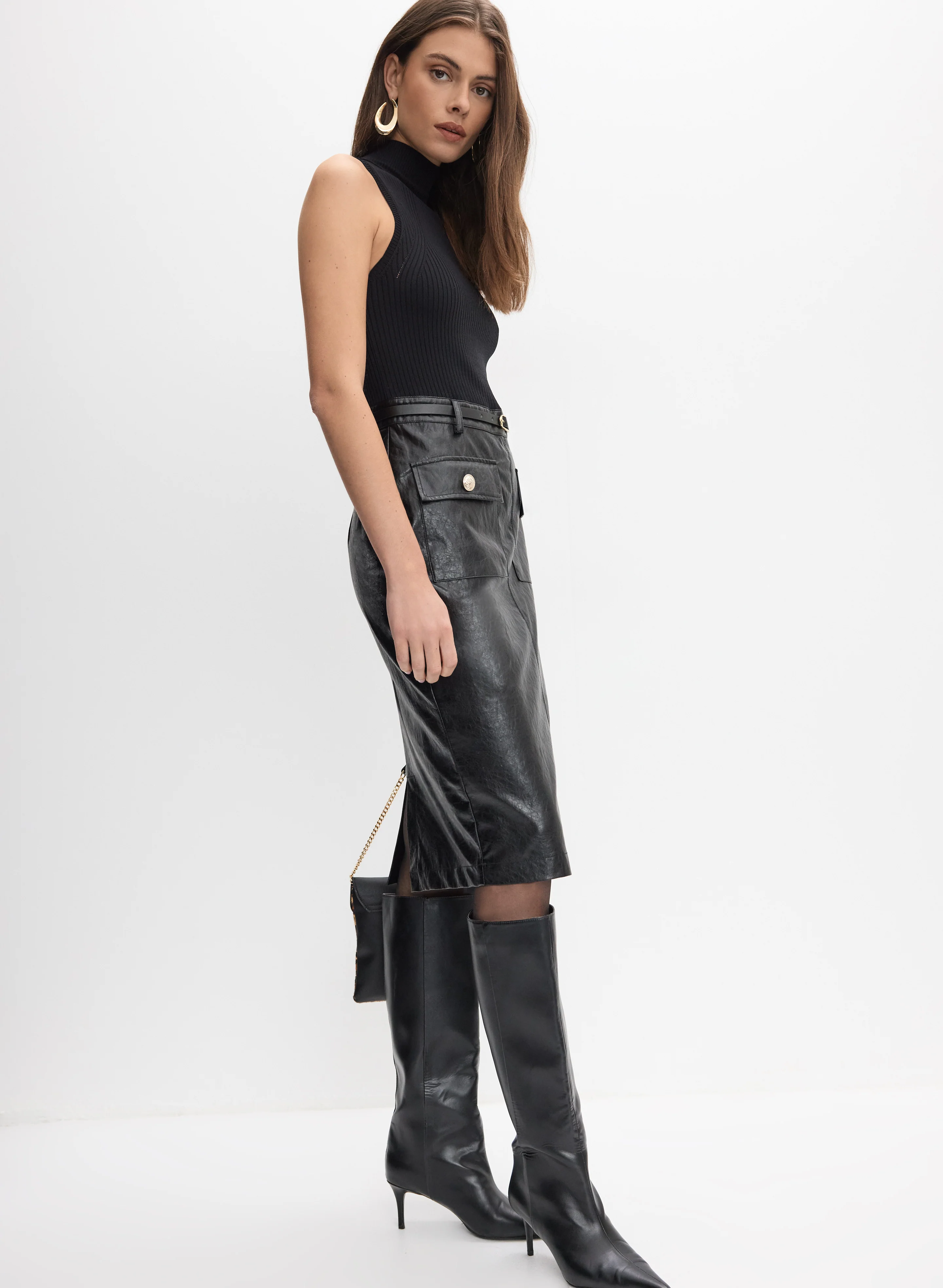 Crackled Vegan Leather Dress