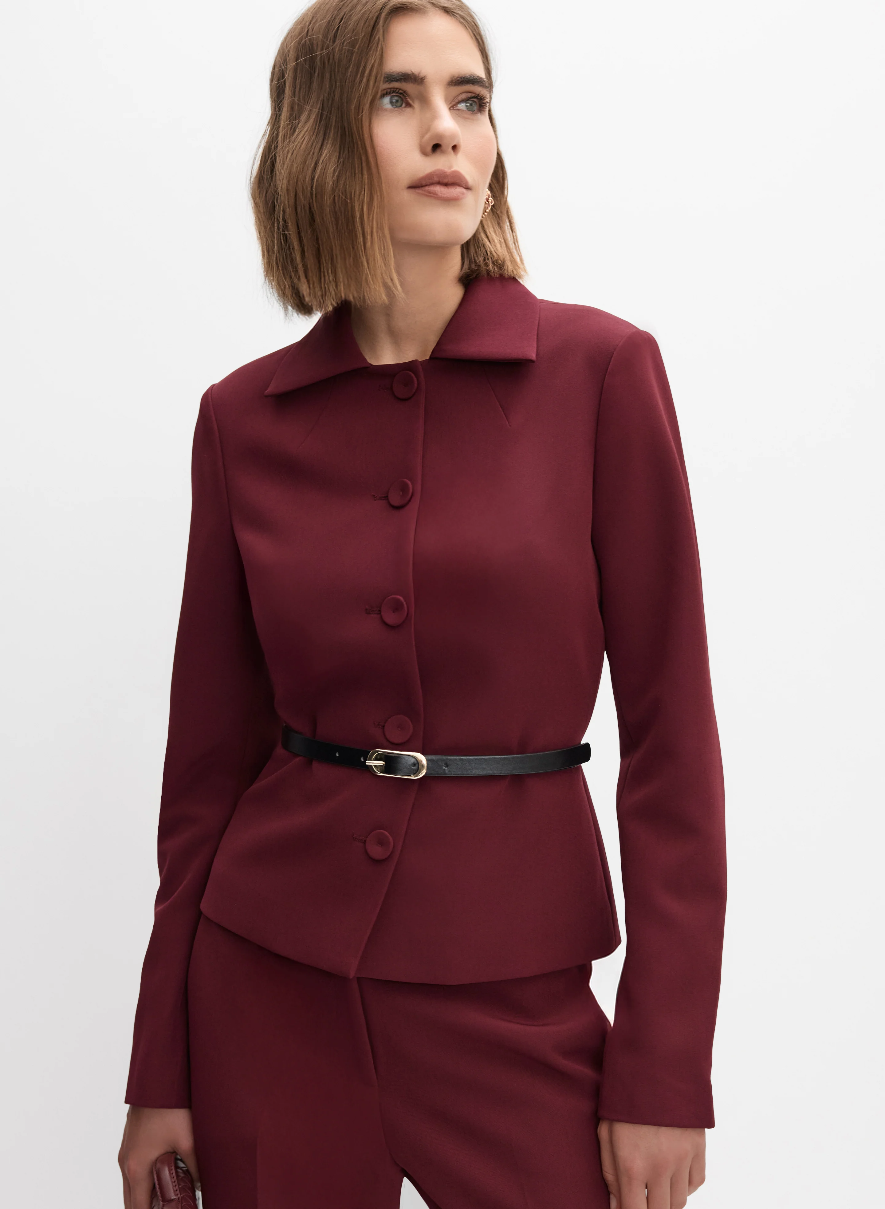 Cropped Button-Down Blazer