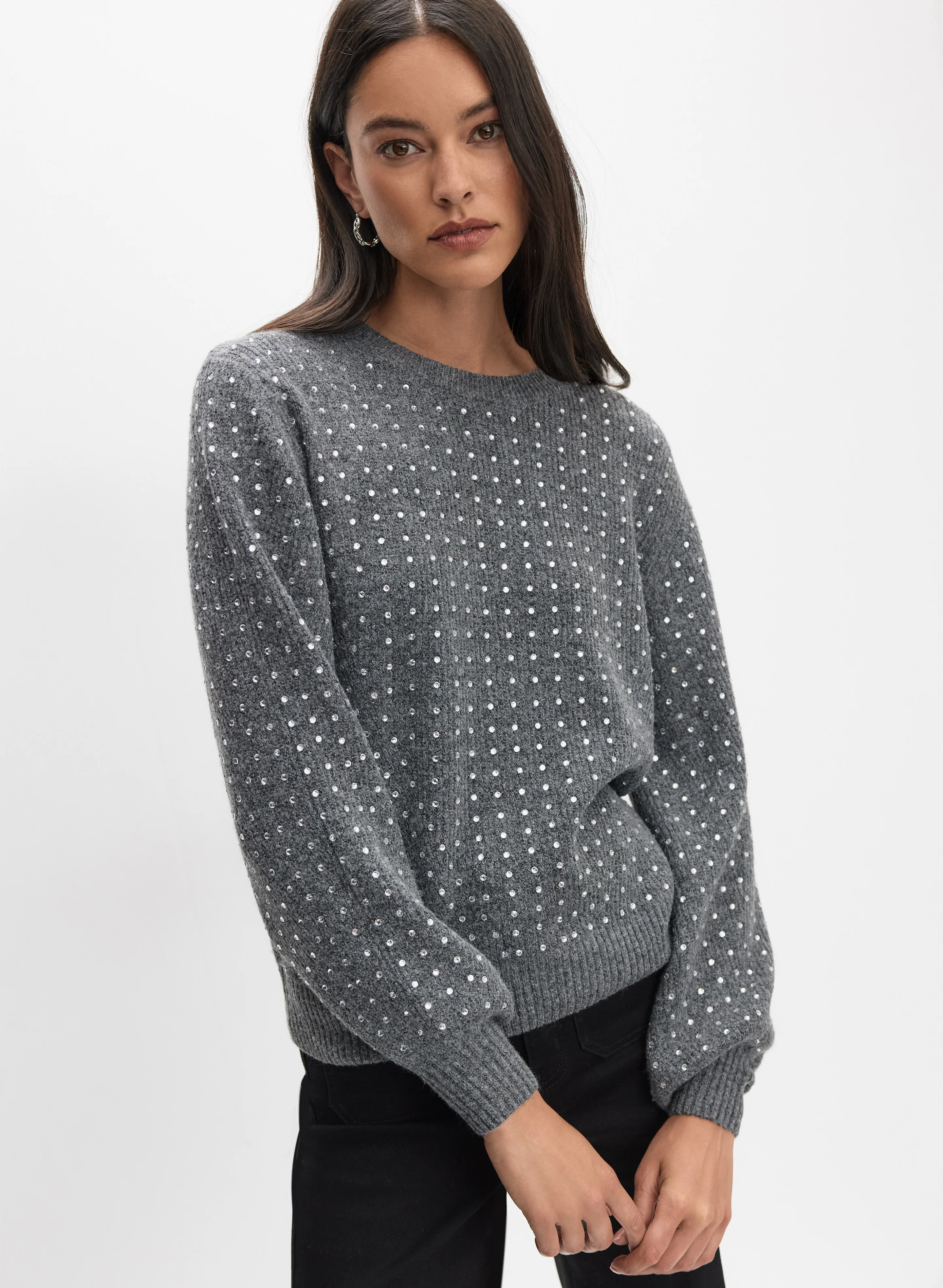Embellished Ribbed Sweater