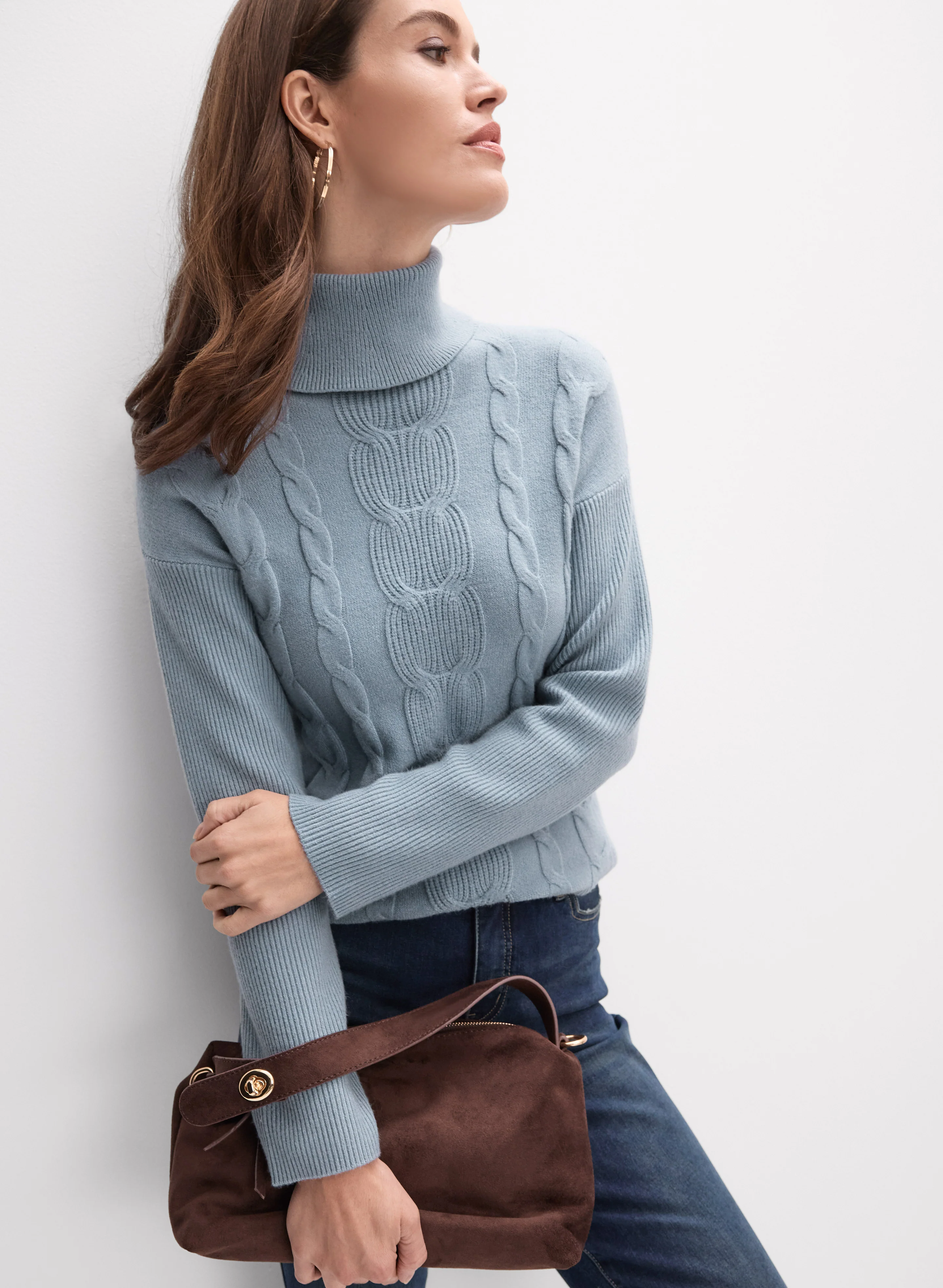 Cable Knit Turtleneck Sweater