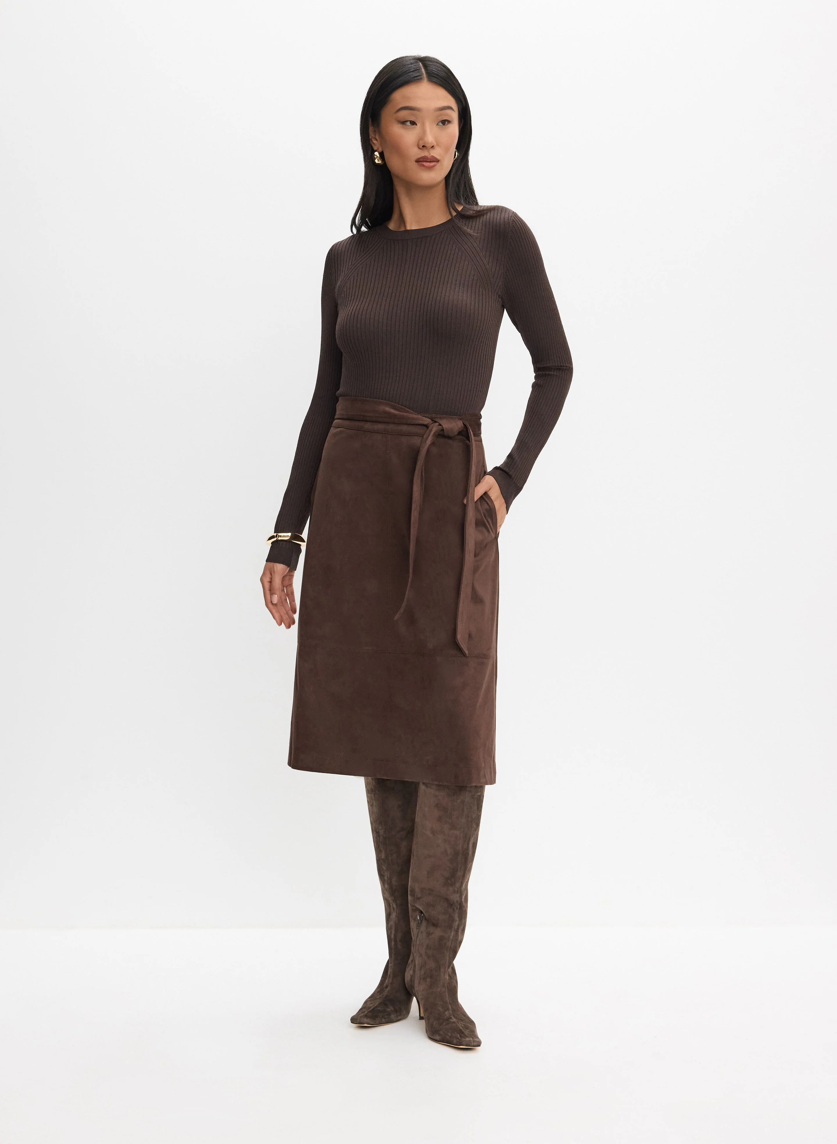 Faux-Suede Illusion Dress