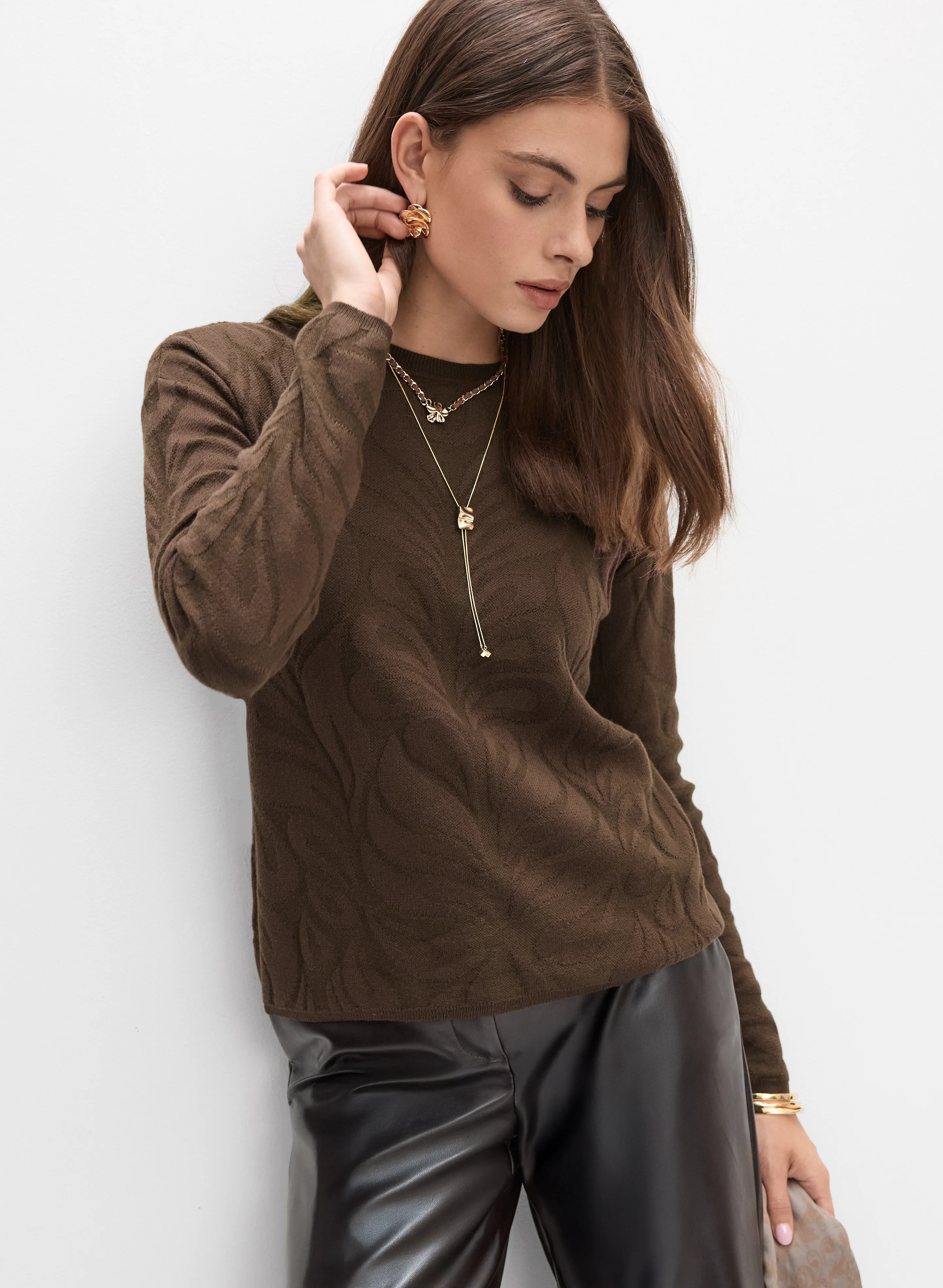 Floral Embossed Sweater