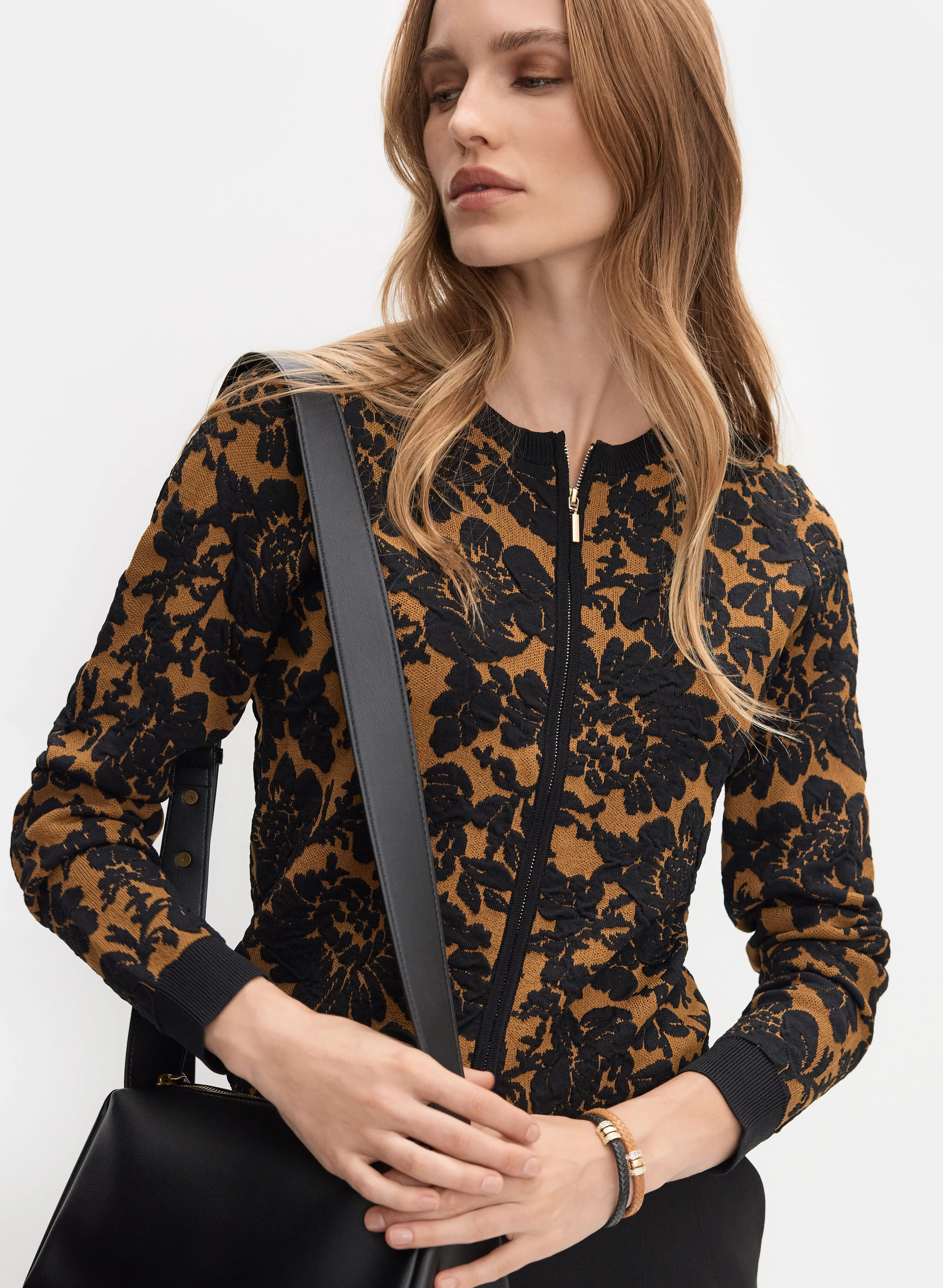 Floral Zip-Up Cardigan
